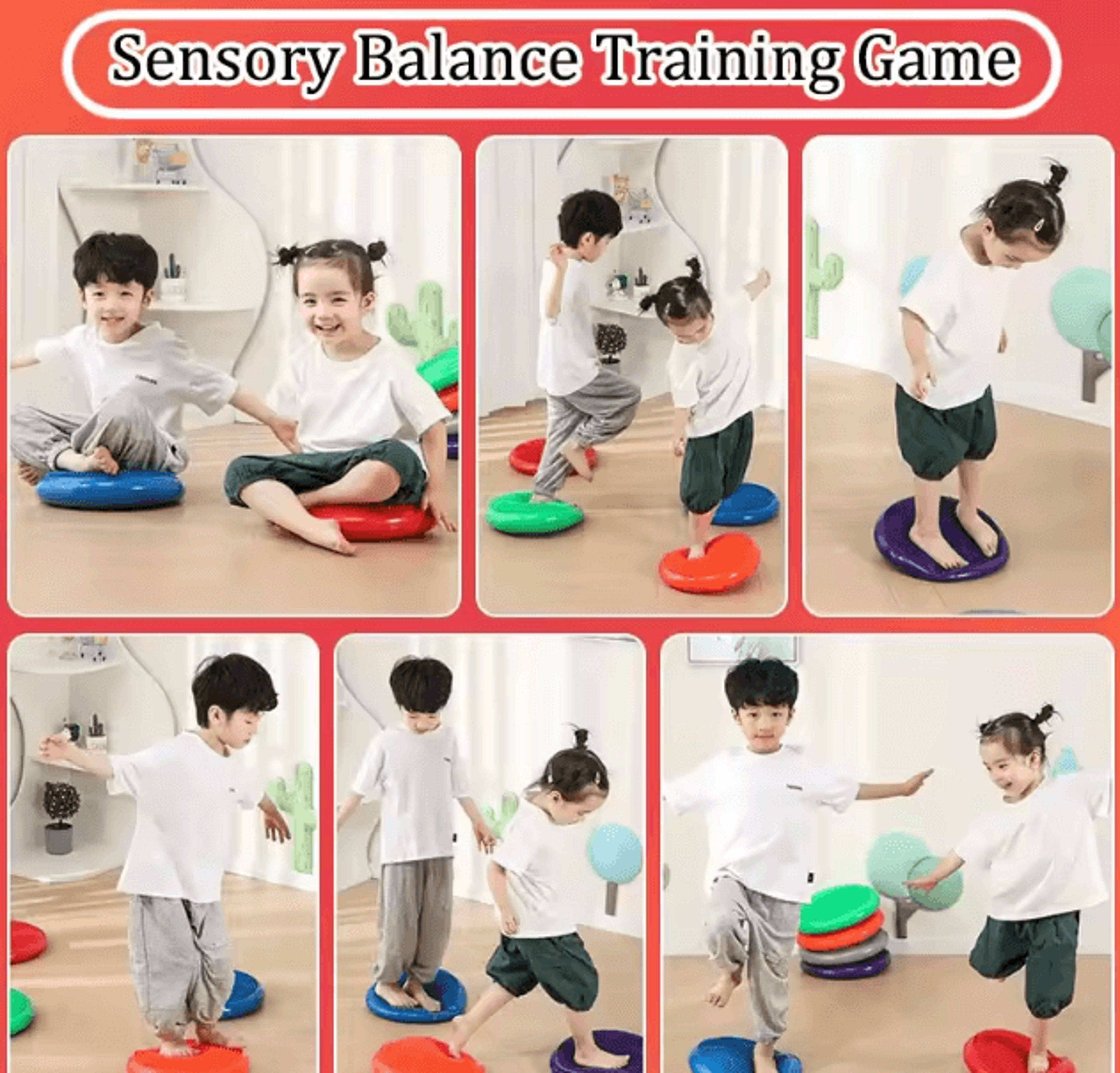 BalanceFun Montessori Inflatable Sensory Balance Stones For Kids PVC Training Cushion Set 1