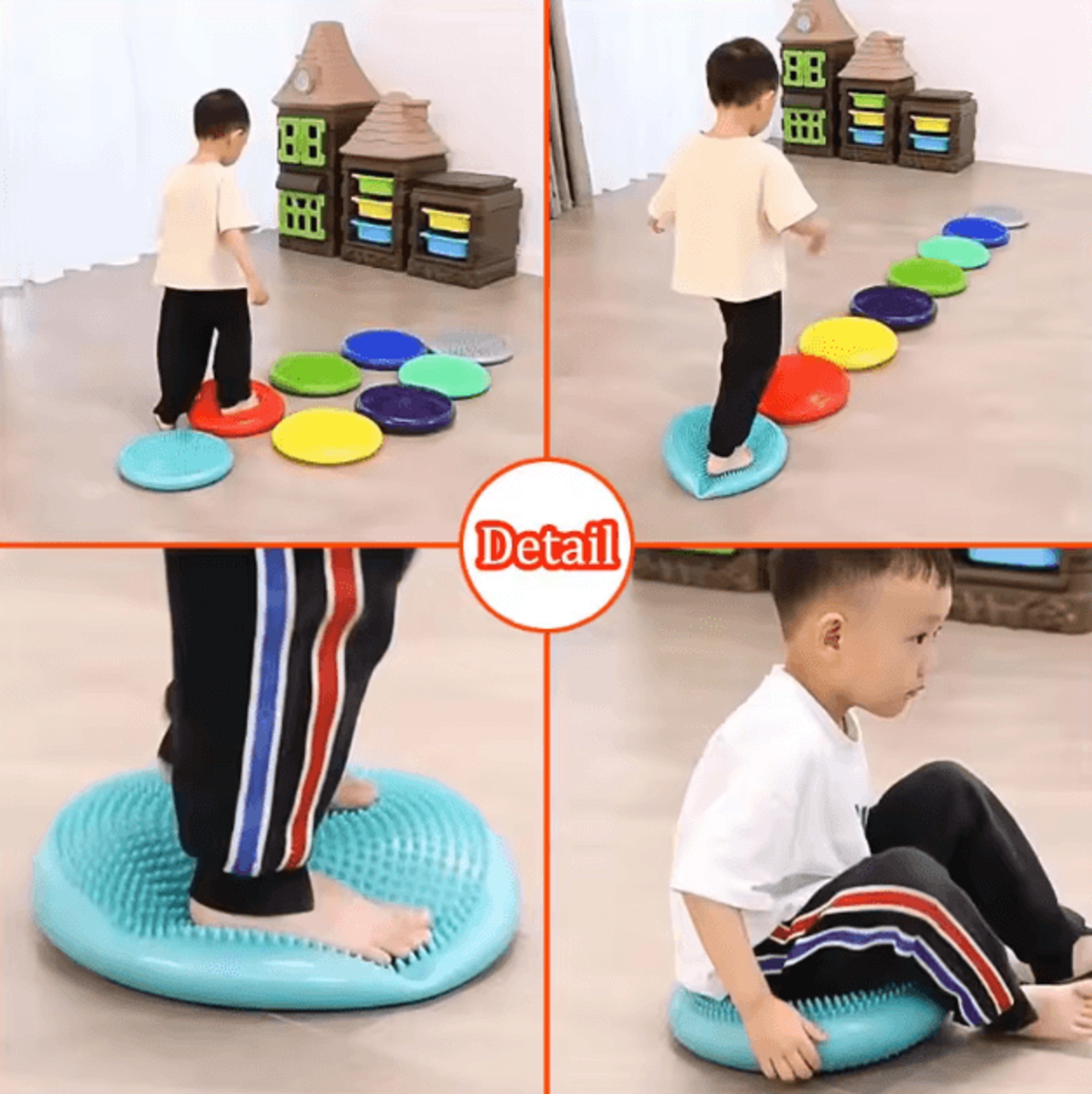 BalanceFun Montessori Inflatable Sensory Balance Stones For Kids PVC Training Cushion Set 2
