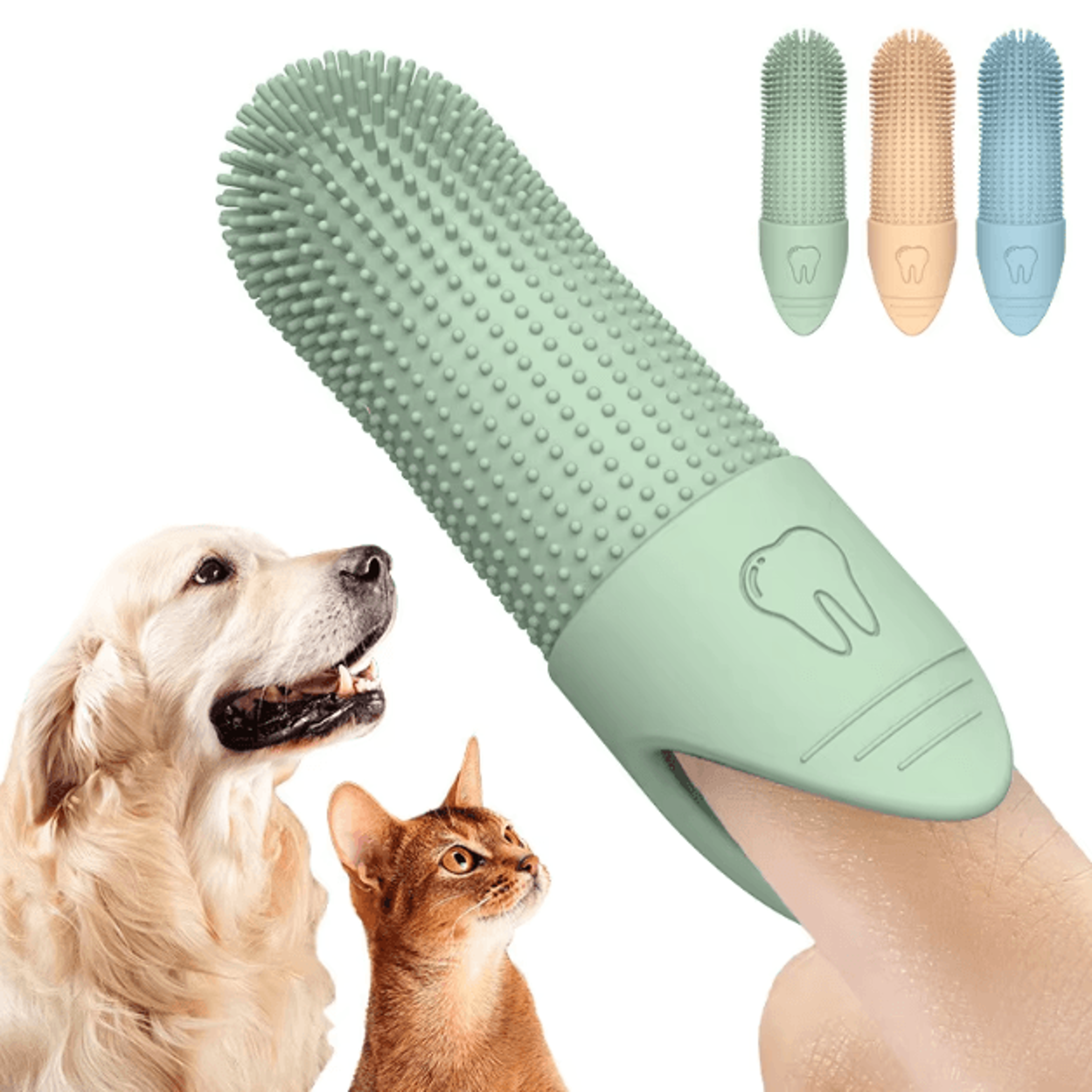 cleanpaw 360° silicone dog finger toothbrush for cats & dogs