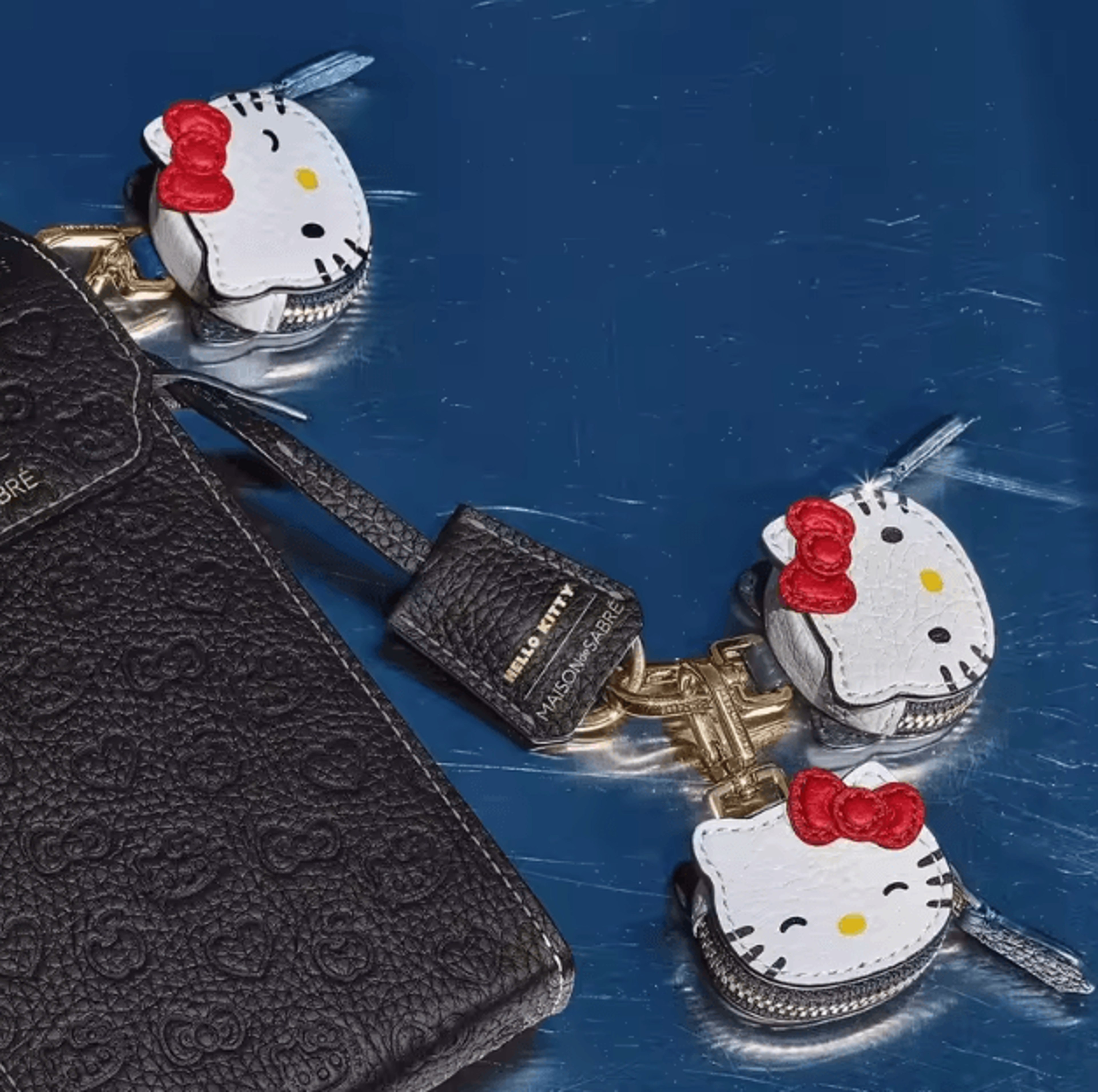 KawaiiCharm Vintage Leather Hello Kitty Keychain  Cute Japanese Bag Pendant 3