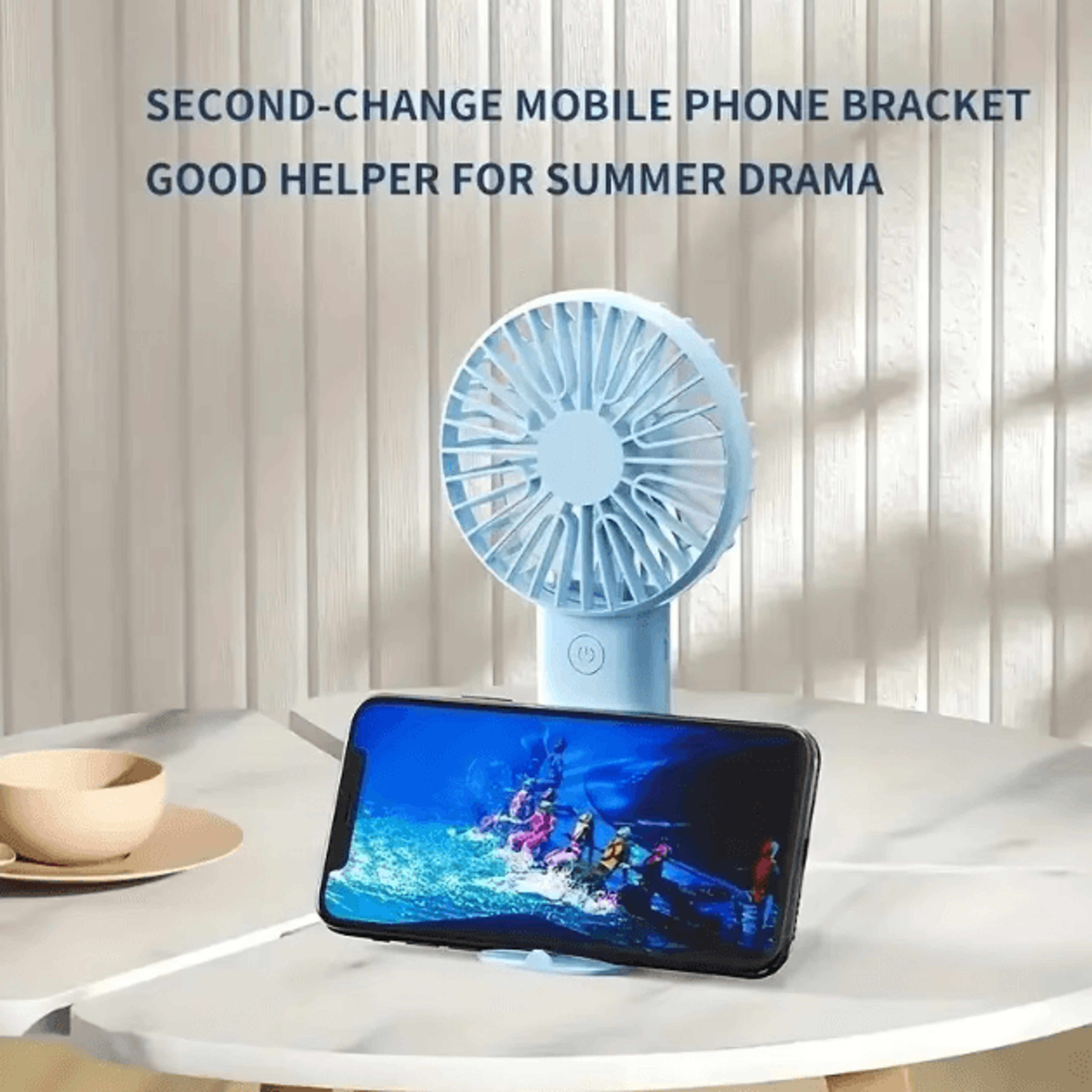 Mini USB Rechargeable Handheld Fan With Phone Holder Portable Desktop Cooling Fan 2