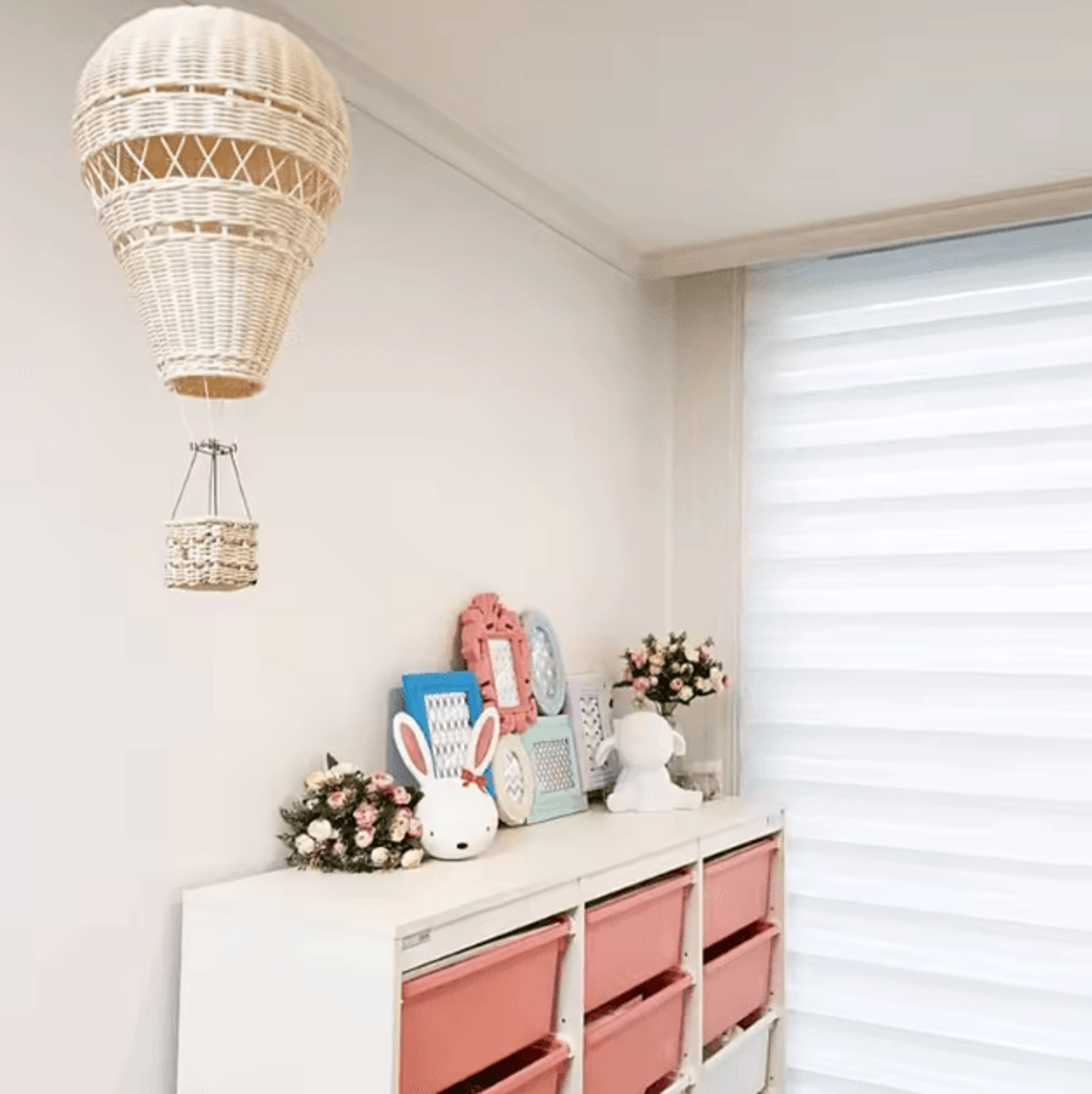 Handwoven Rattan Hot Air Balloon Wall Decor  Nordic Nursery Hanging Ornament For Kids Room 1