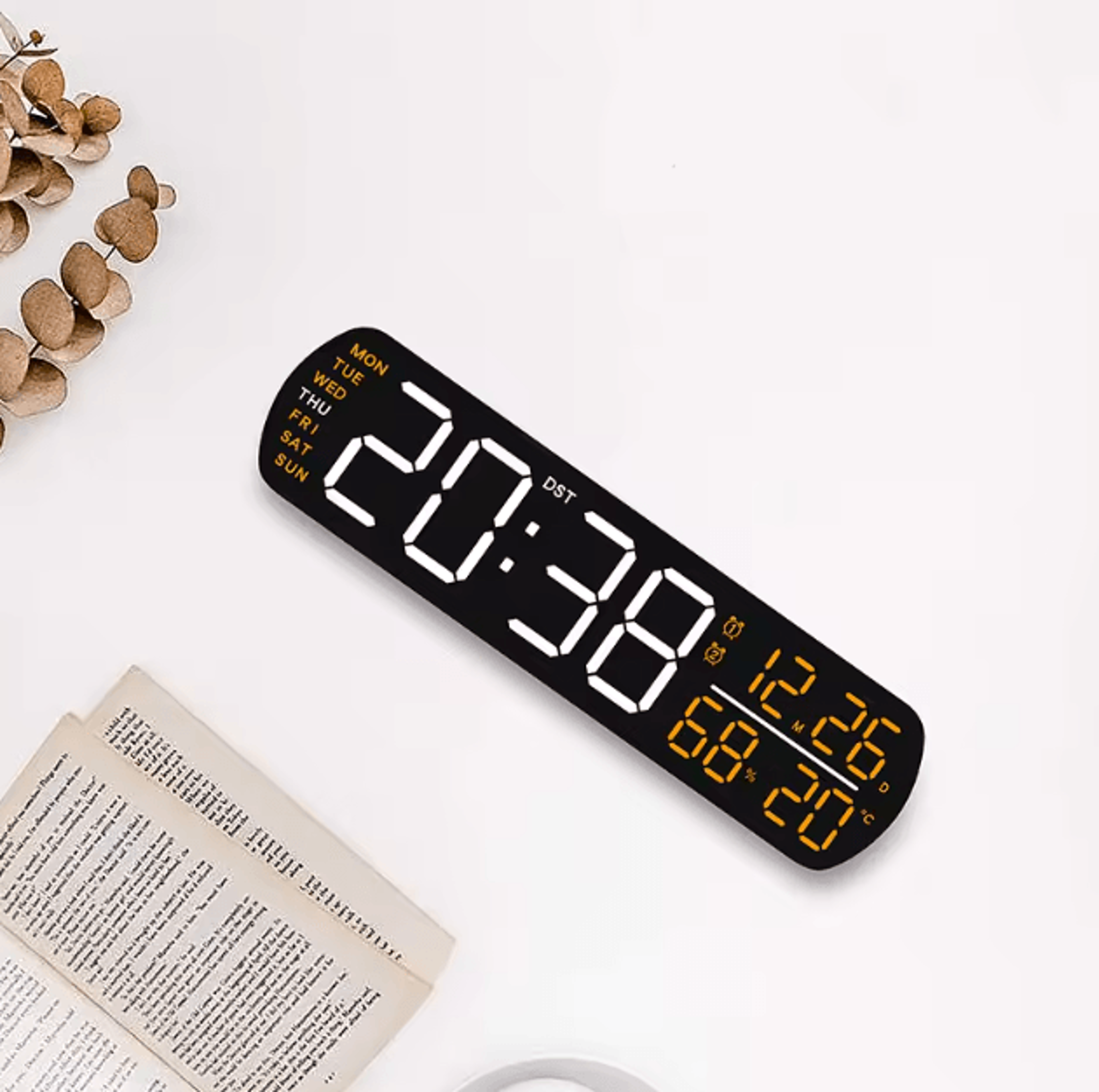 Smart LED Digital Alarm Clock With Temperature Humidity  Auto Dimming Display 3