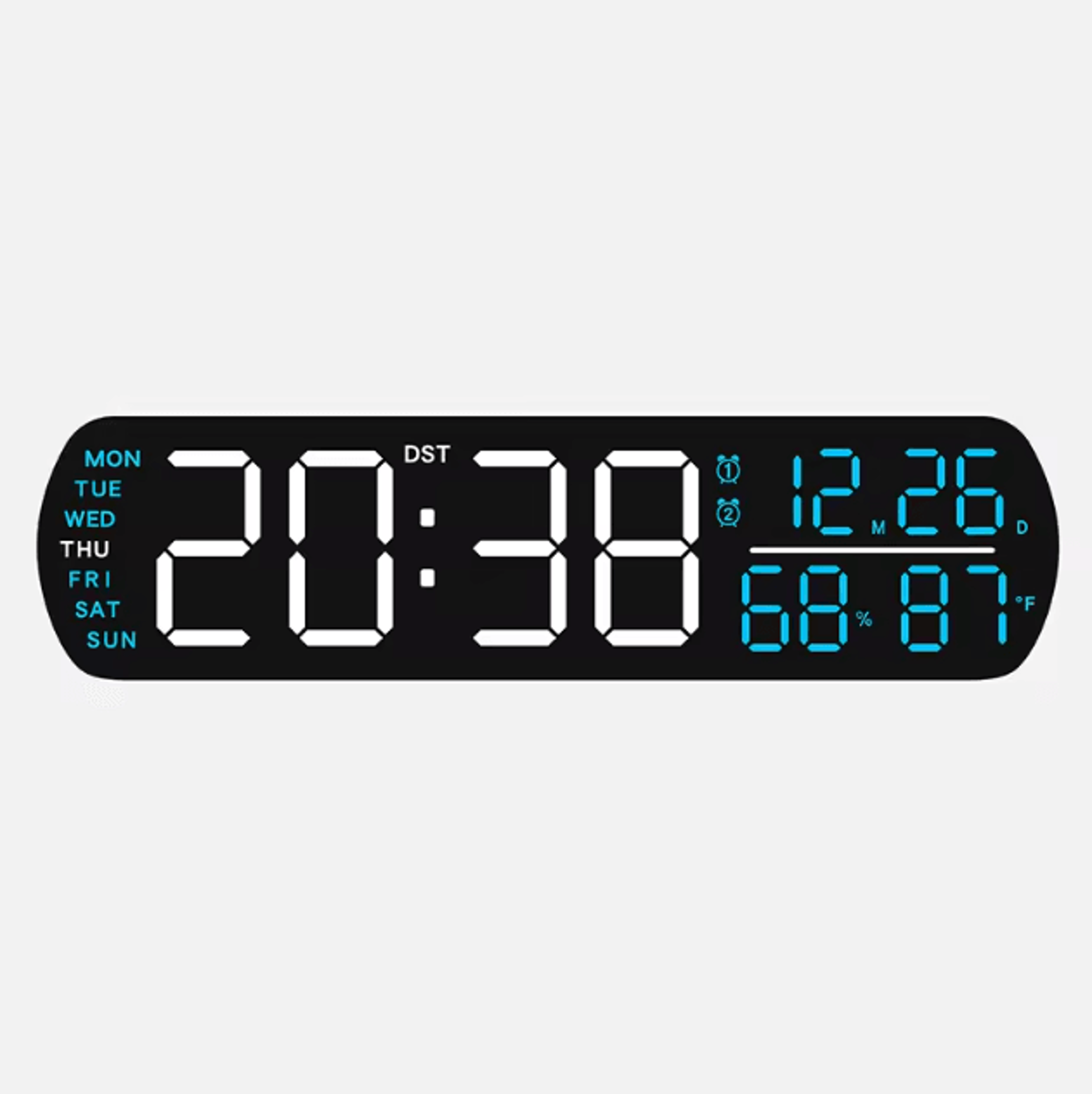 Smart LED Digital Alarm Clock With Temperature Humidity  Auto Dimming Display 4