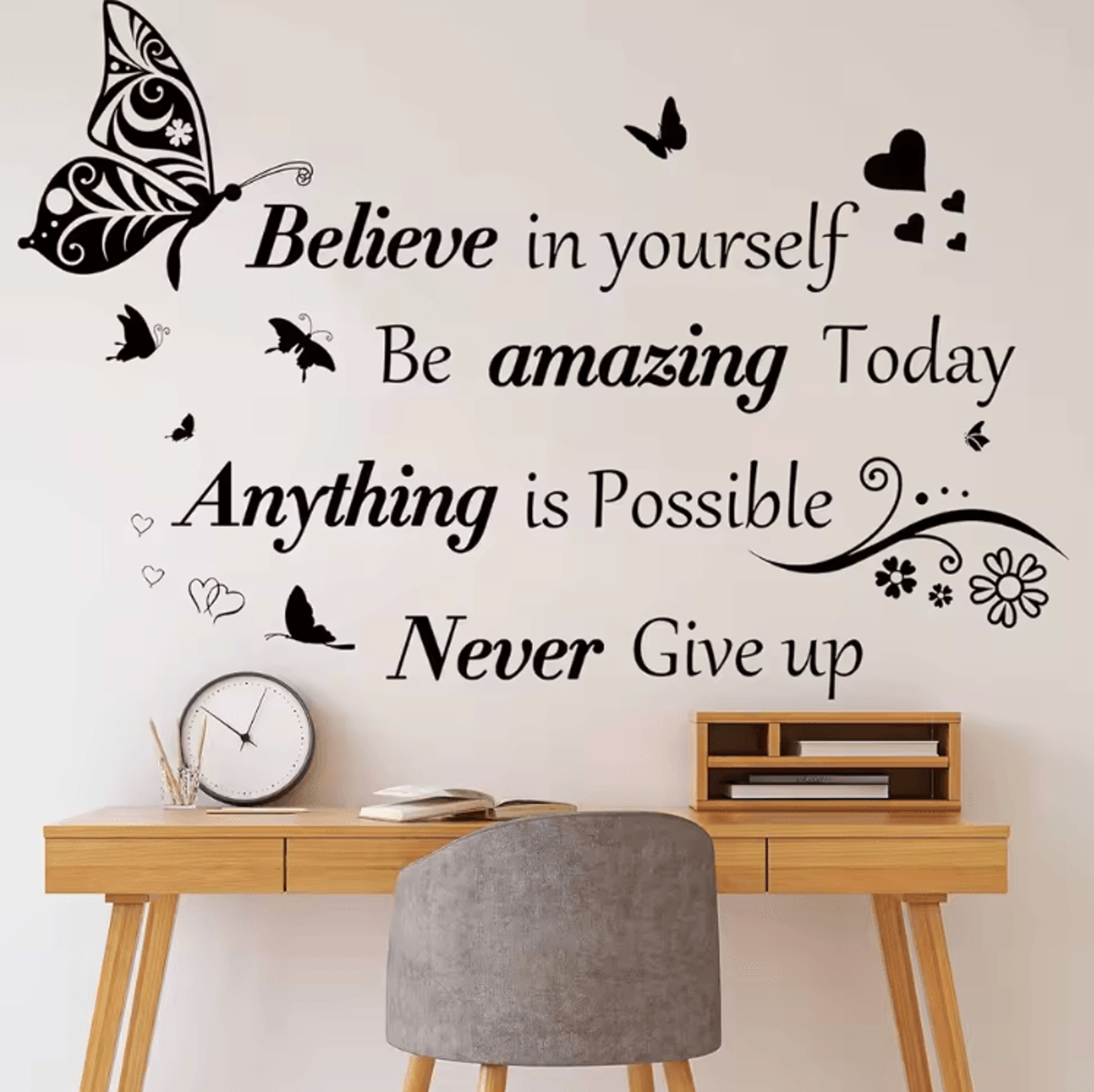 inspirational butterfly wall stickers – removable motivational quote decor