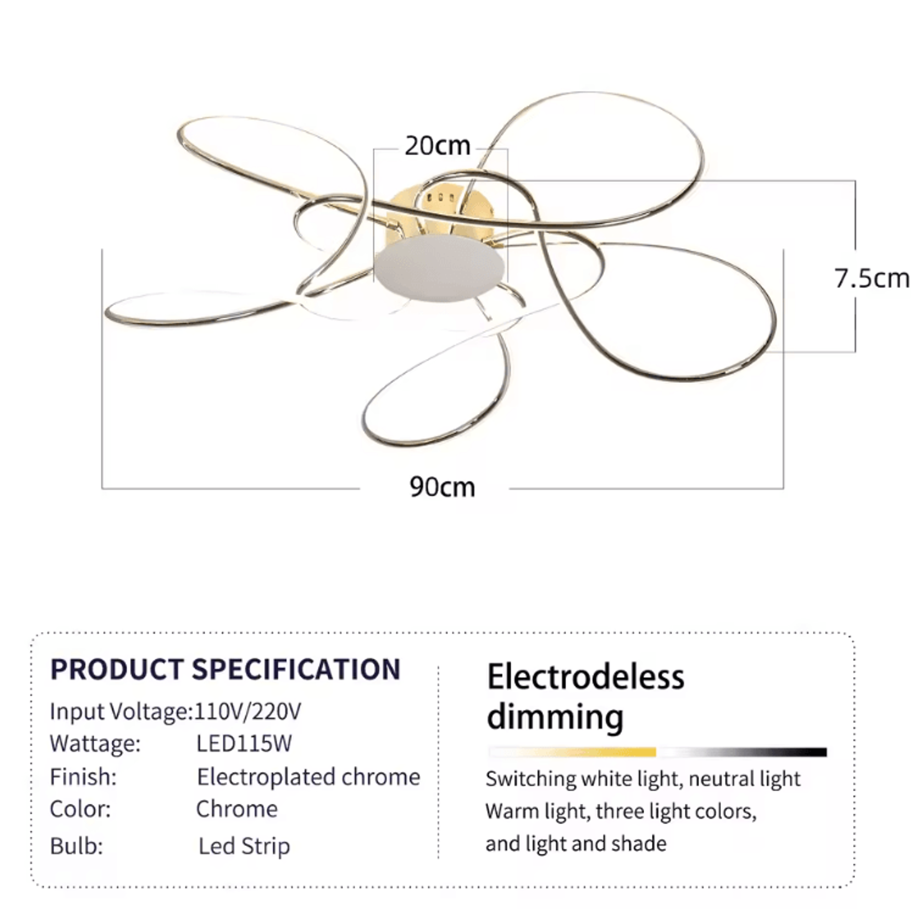 Modern Gold LED Chandelier  Luxury Aluminum Acrylic Ceiling Light Fixture 6