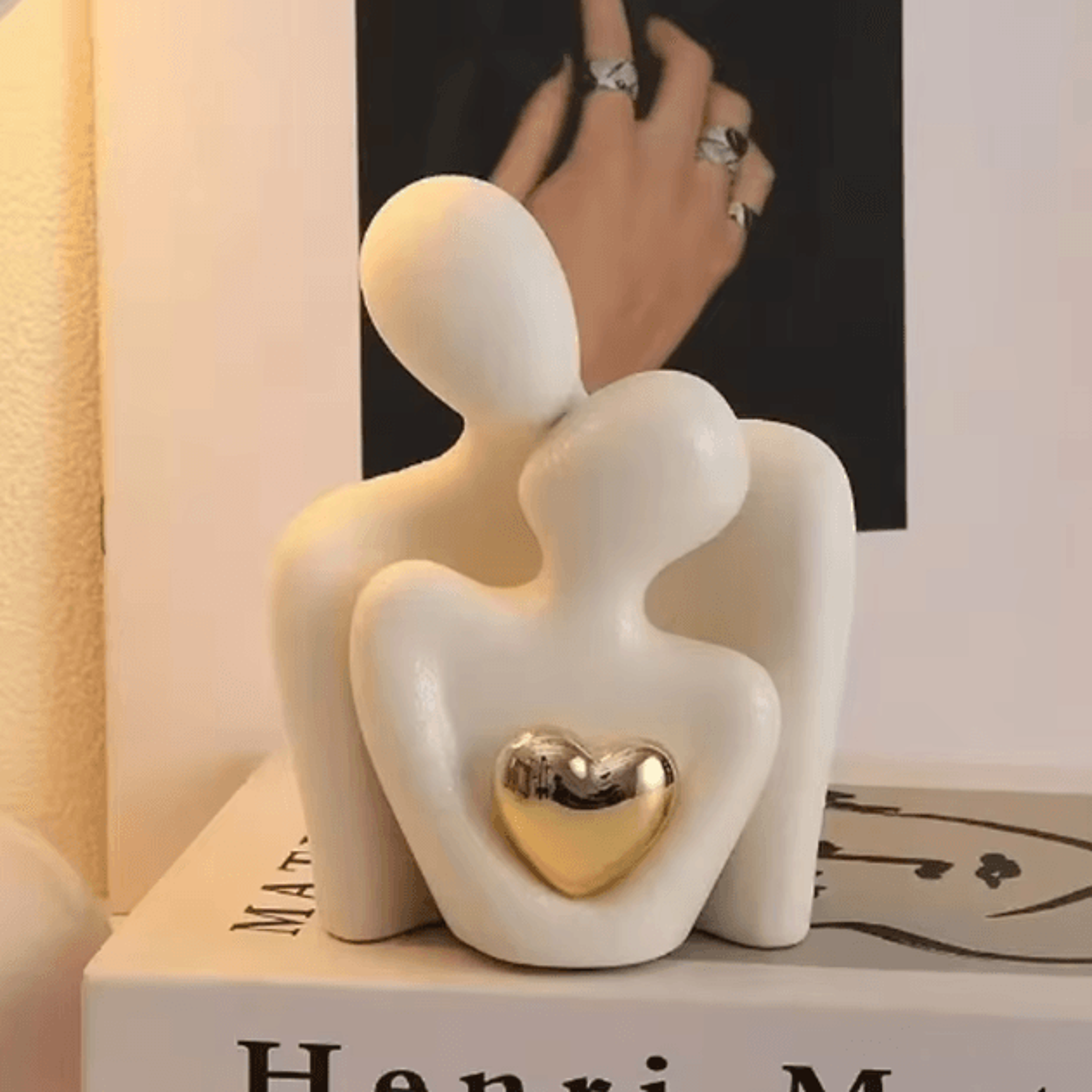 romantic love embrace couple statue elegant bedroom decor & gift