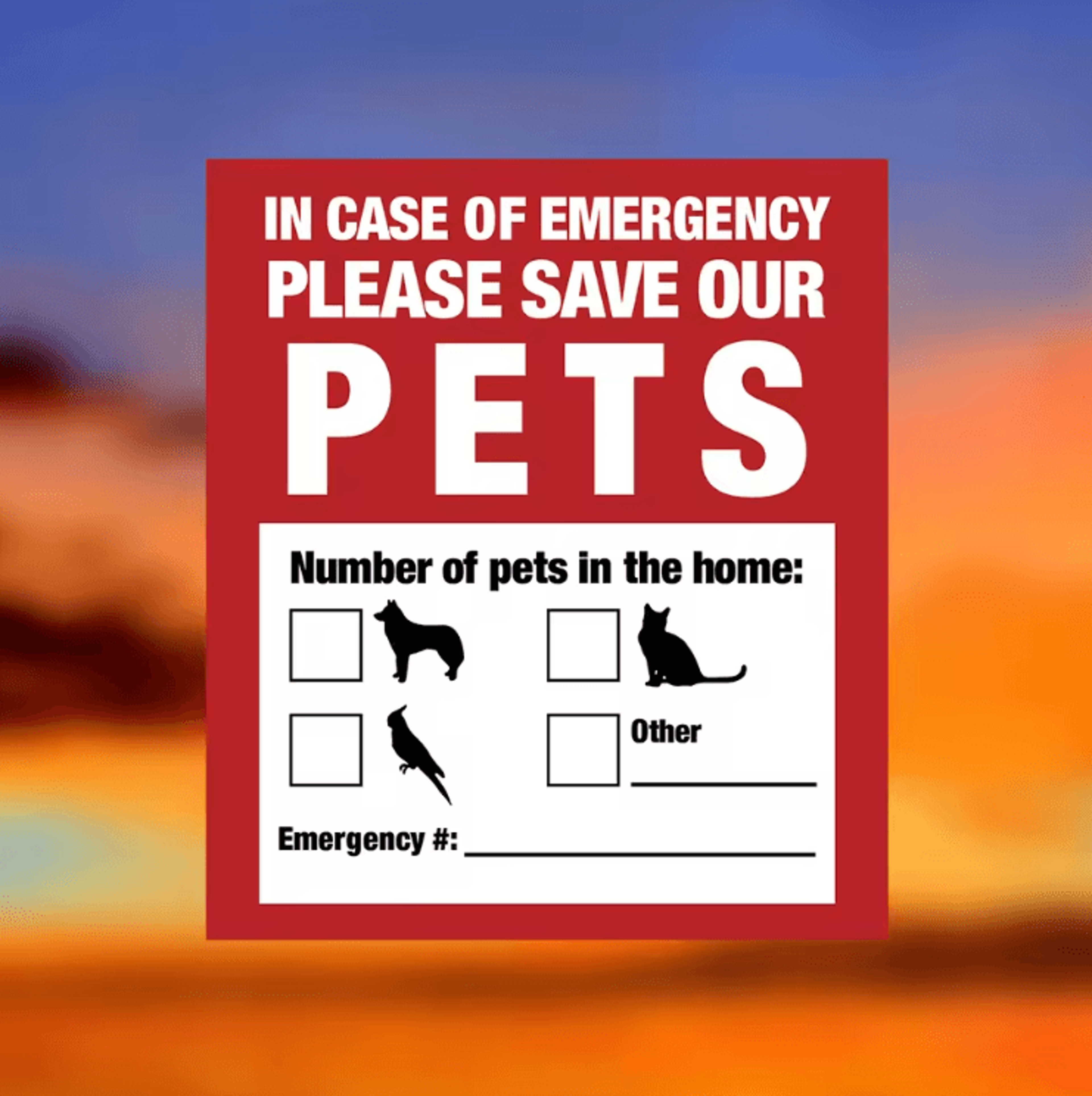 Pet Alert Window Sticker  Emergency Rescue Static Cling Decal 4 Pack 3