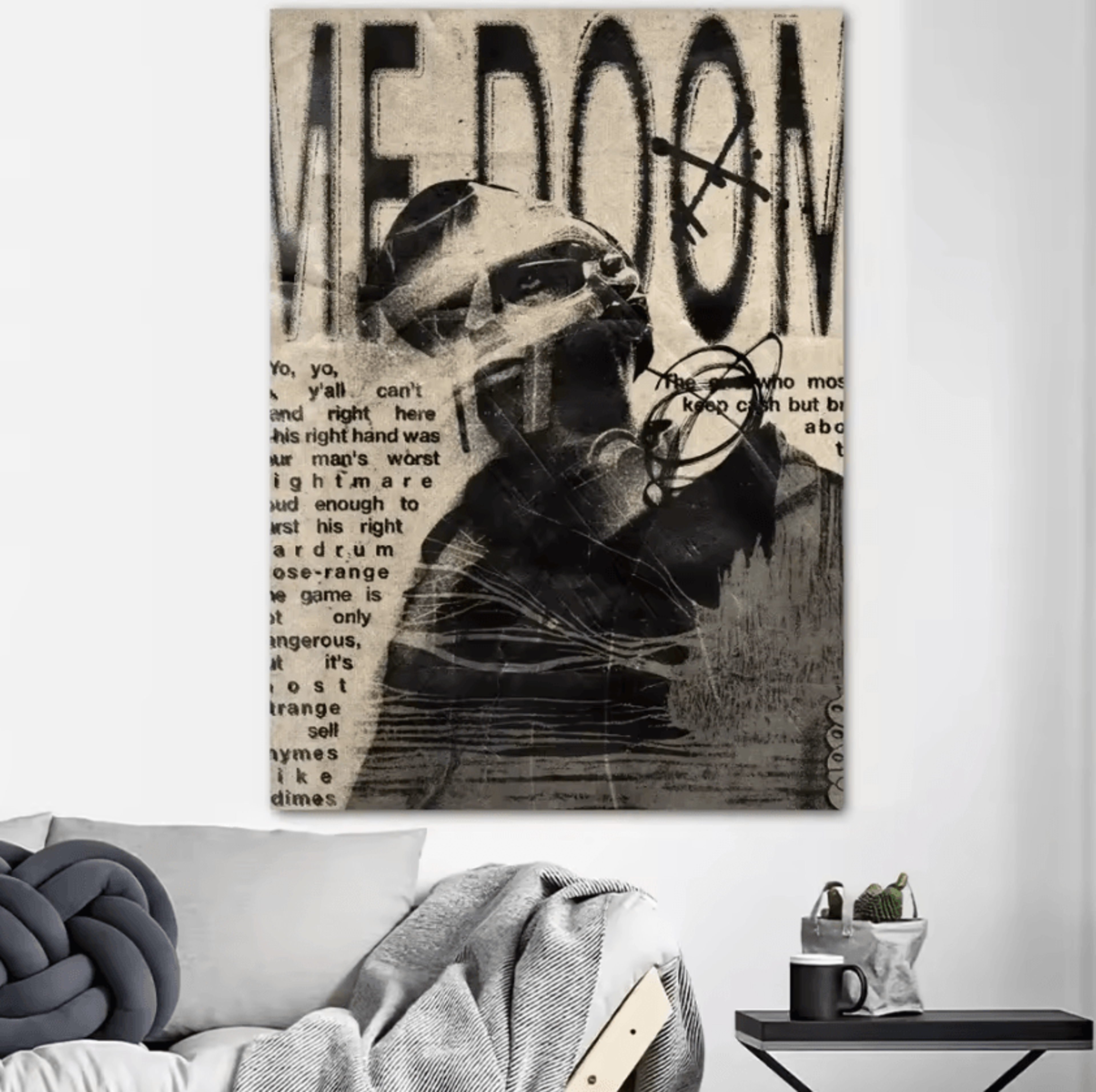 mf doom album cover canvas poster – hip hop wall art for room & studio decor