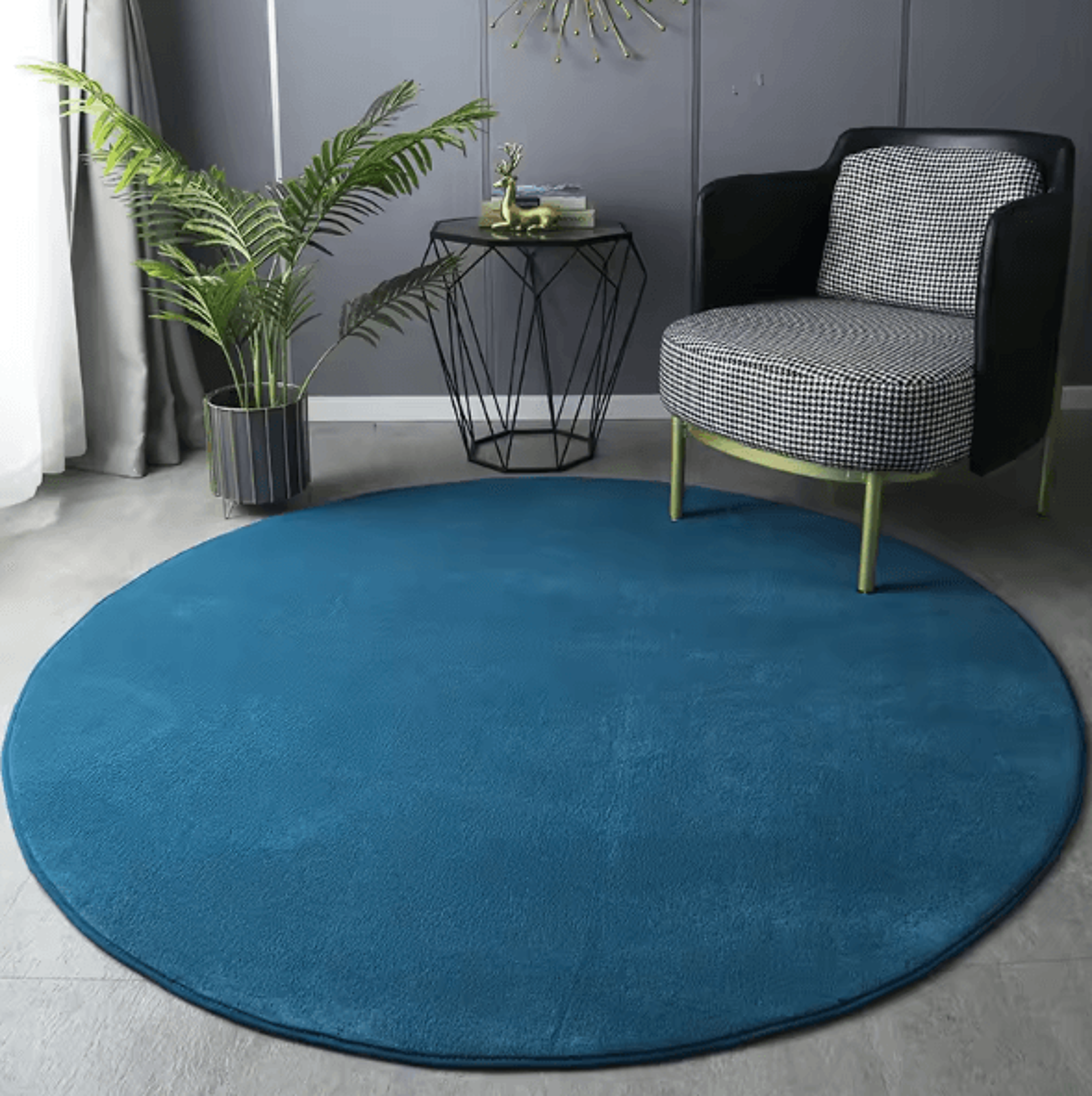Modern Round Coral Velvet Carpet  UltraSoft Plush Rug For Living Room  Kids 1