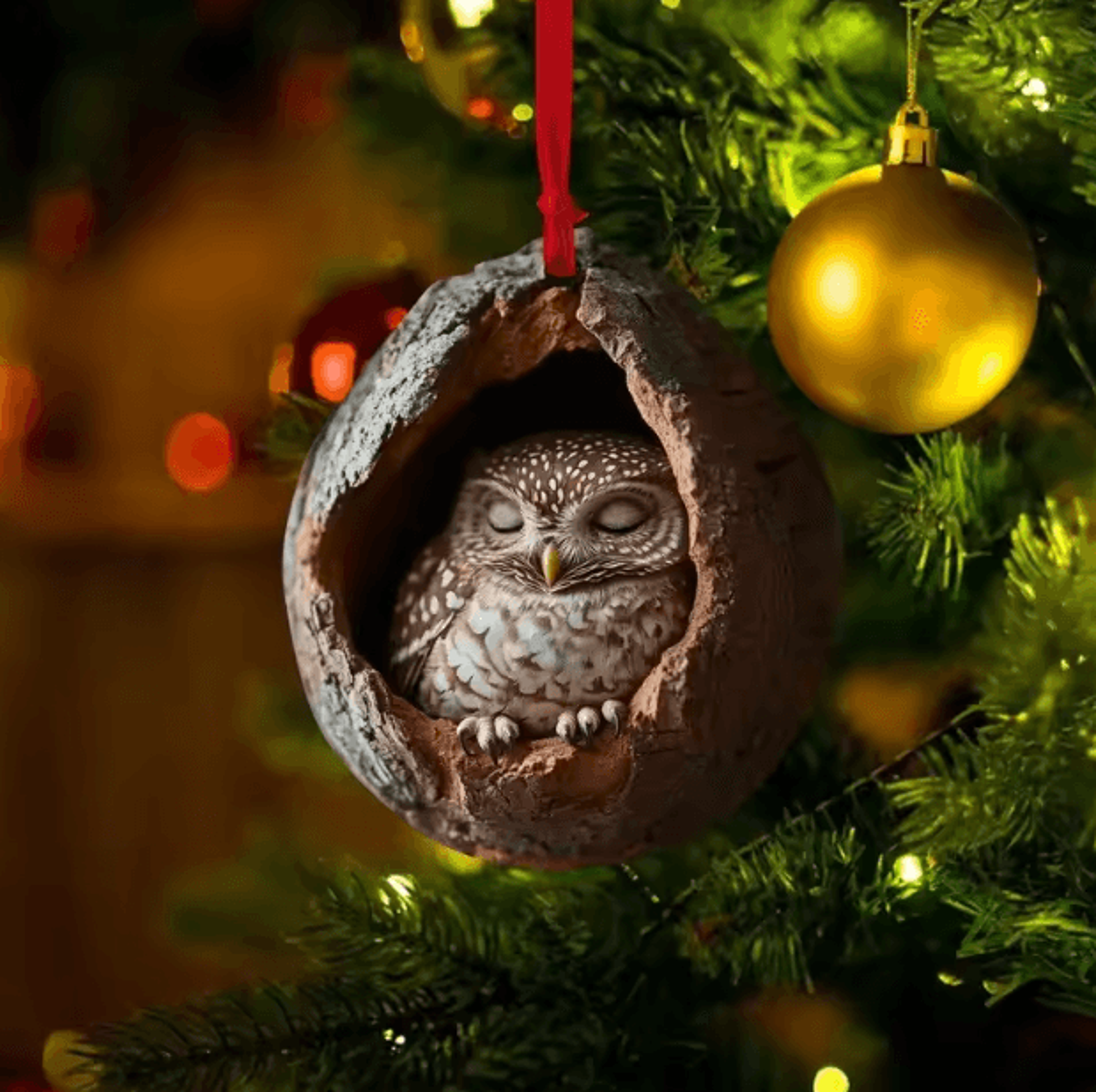 Cute Woodland Animal Acrylic Ornament  Tree Trunk Christmas Hanging Decor 2