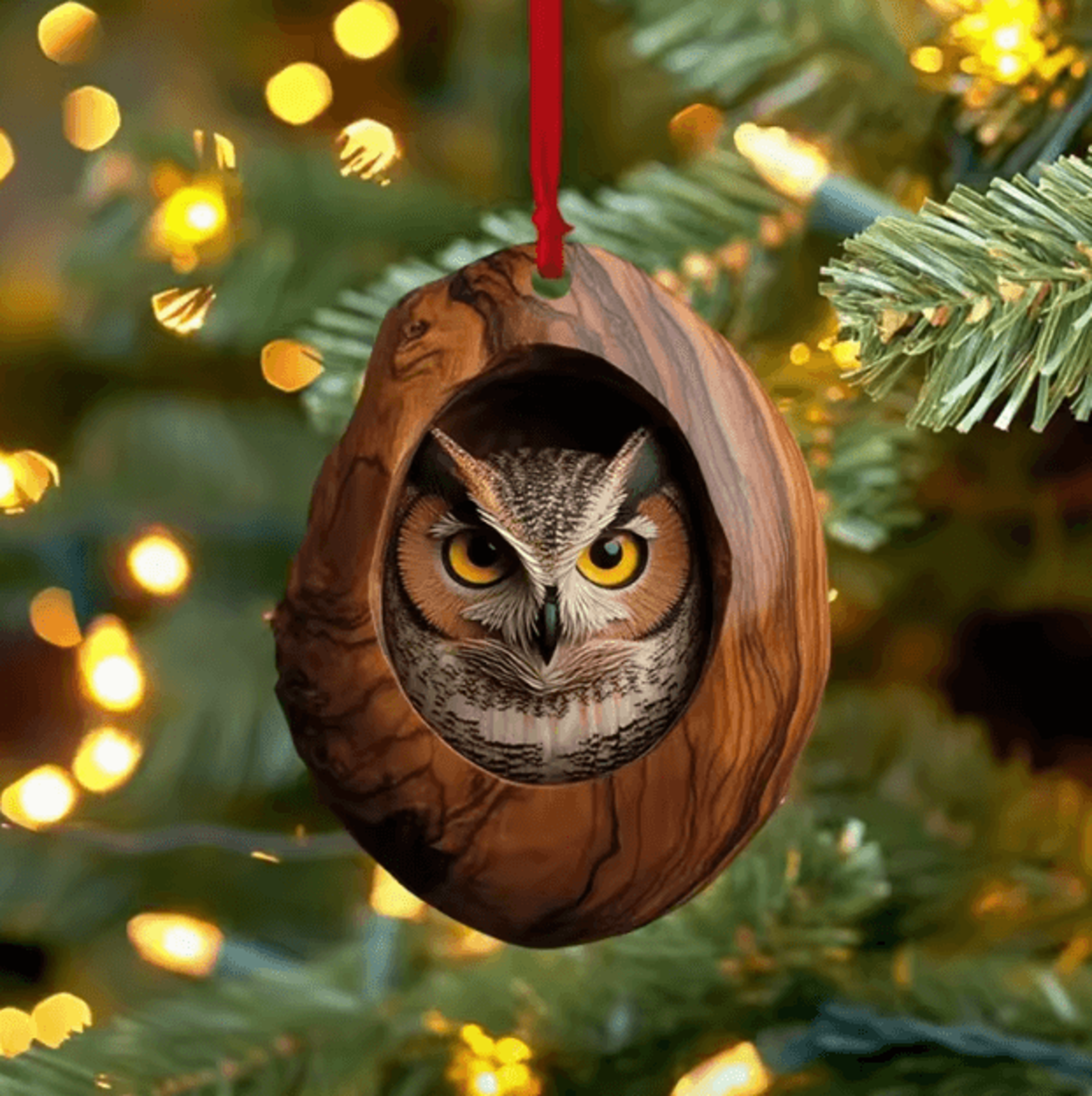 Cute Woodland Animal Acrylic Ornament  Tree Trunk Christmas Hanging Decor 3