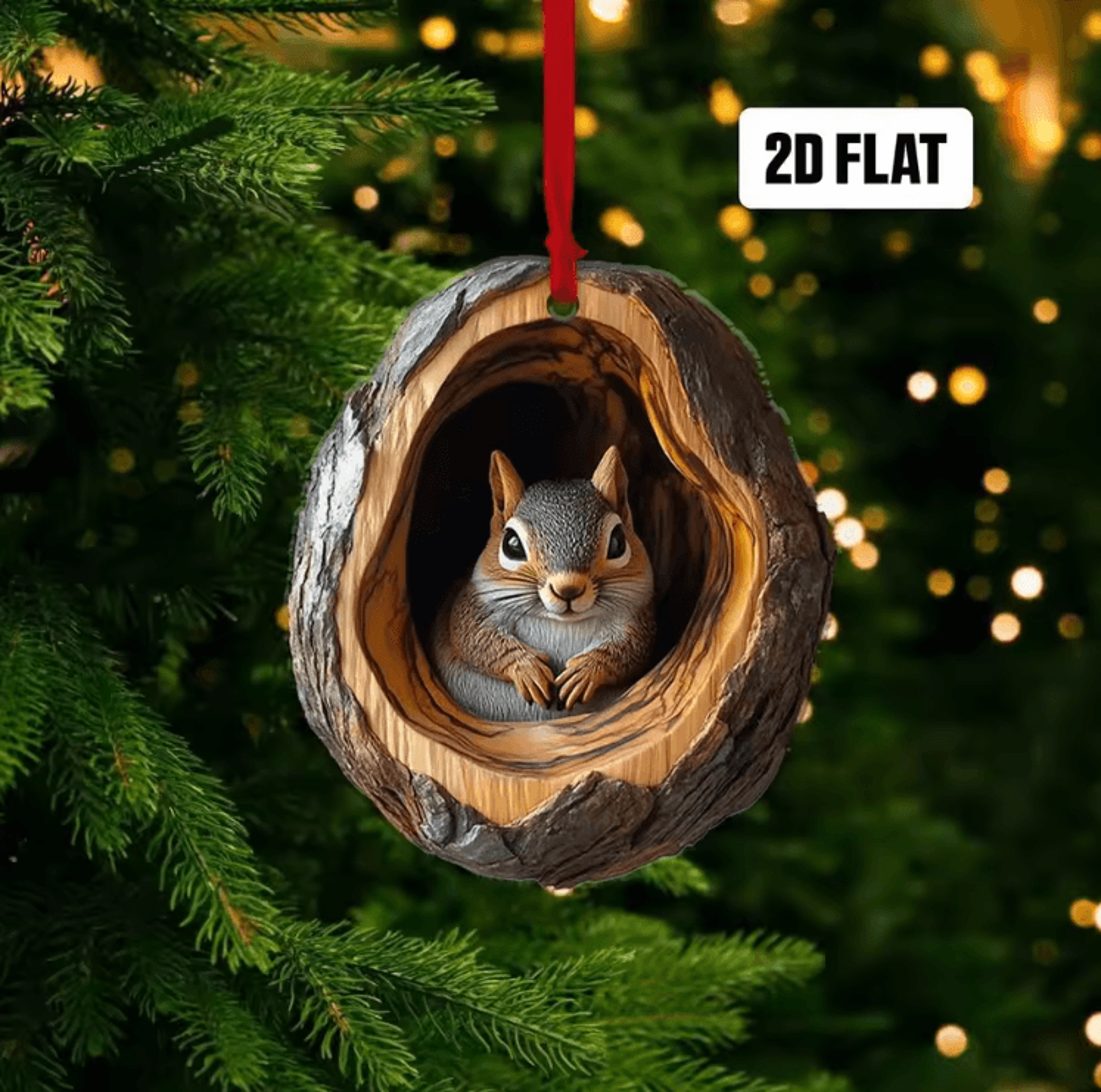 Cute Woodland Animal Acrylic Ornament  Tree Trunk Christmas Hanging Decor 4