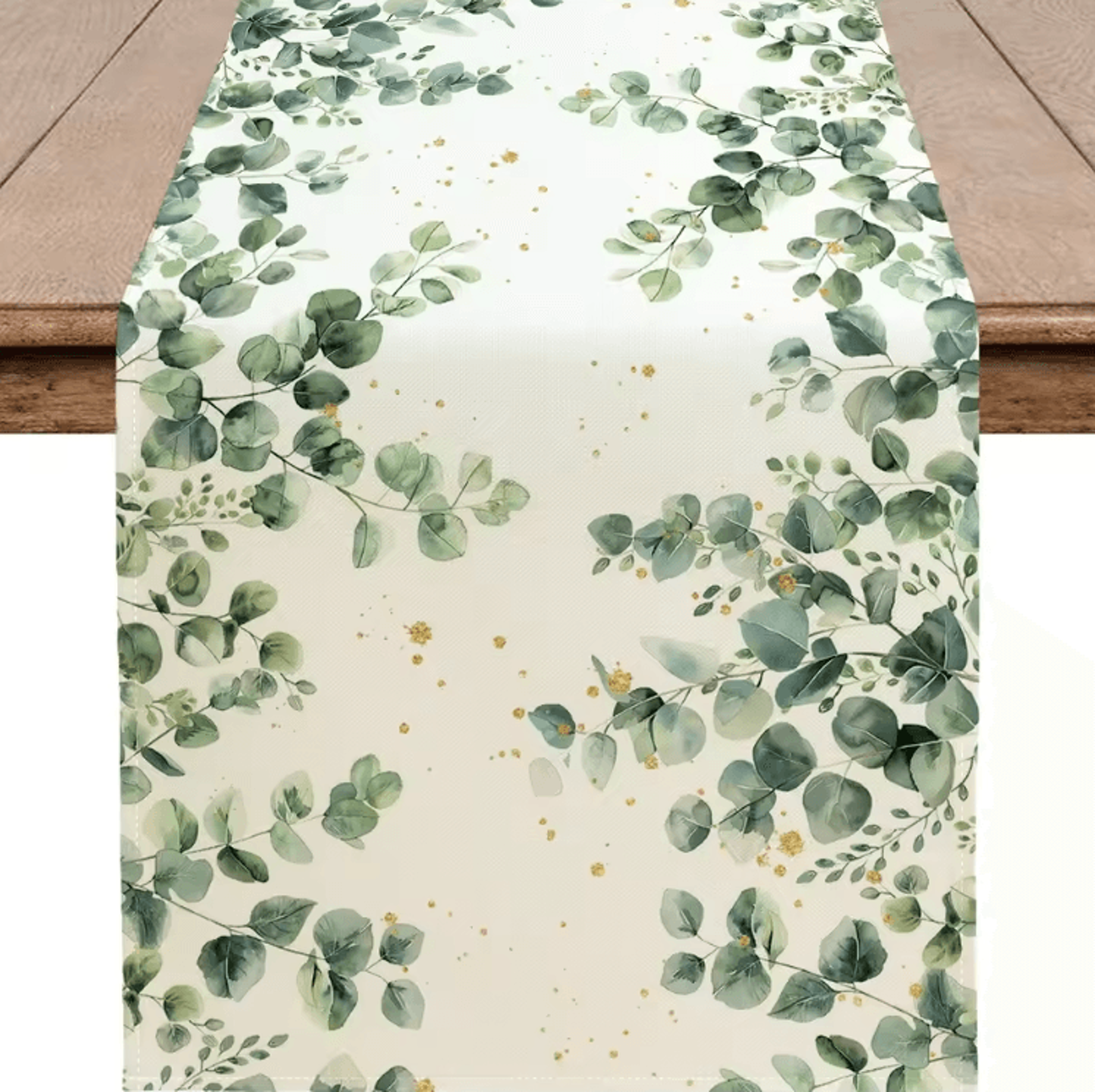 Eucalyptus Linen Table Runner  Green Botanical Farmhouse Table Decor 3
