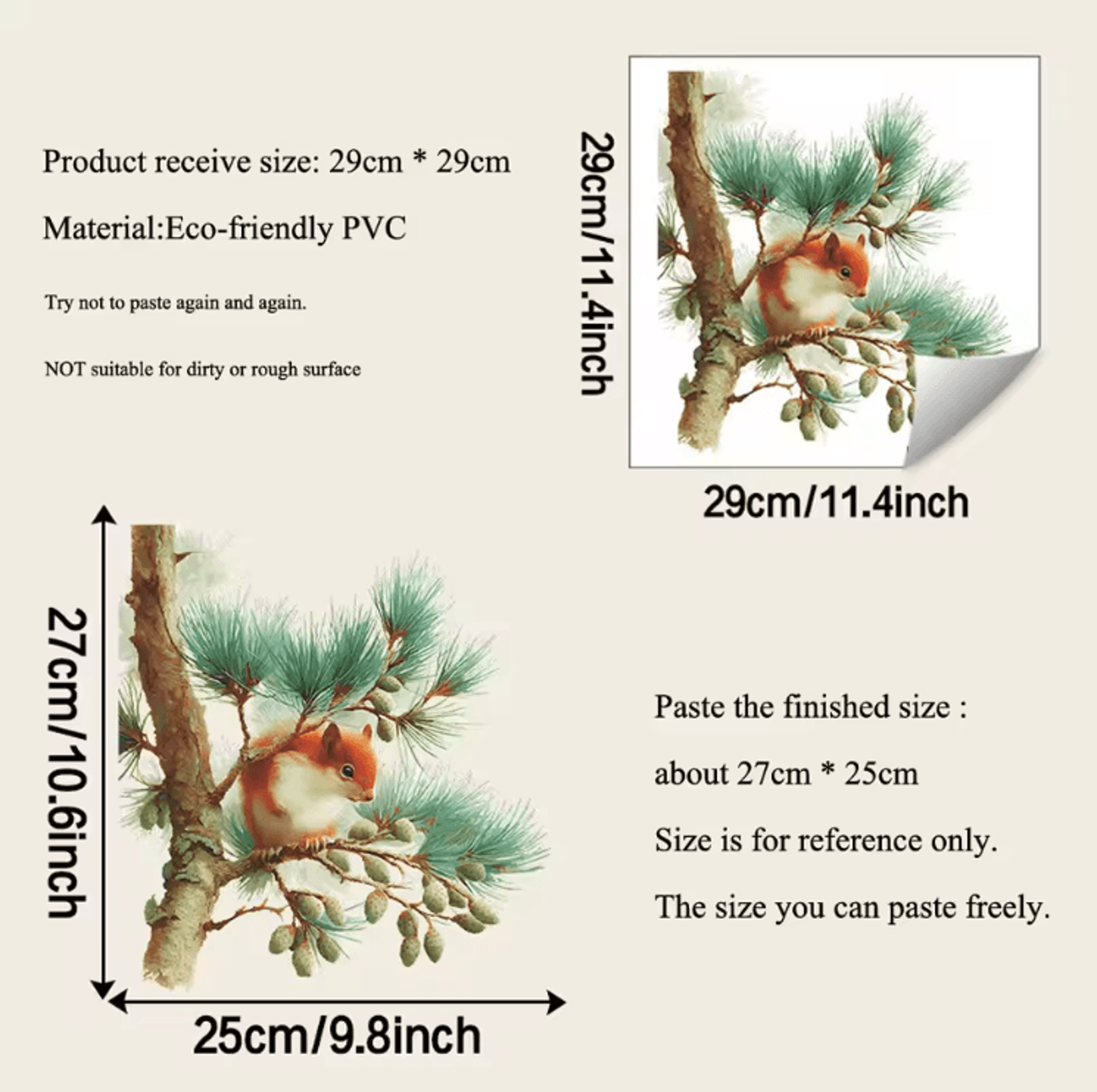 Cute Squirrel Wall Sticker Decal  Cartoon Animal Window  Room Decor 1