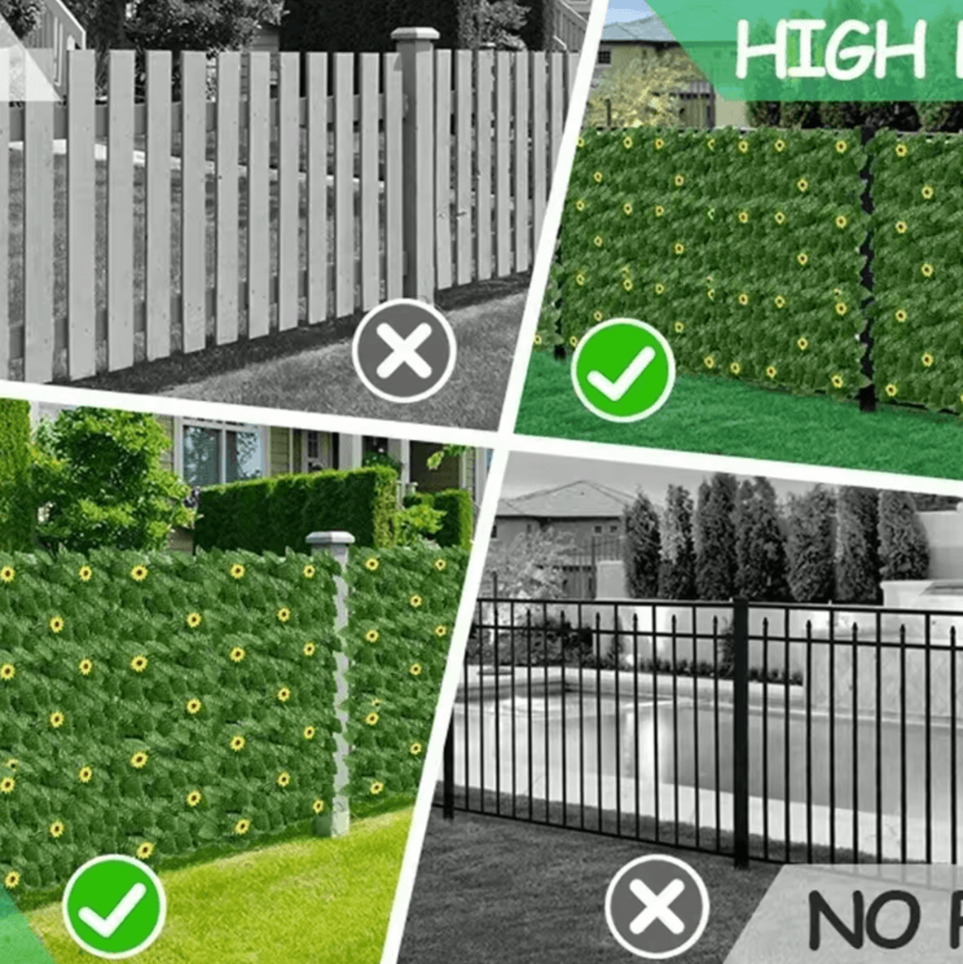 sunflower artificial ivy privacy fence – expandable green wall screen for balcony & garden