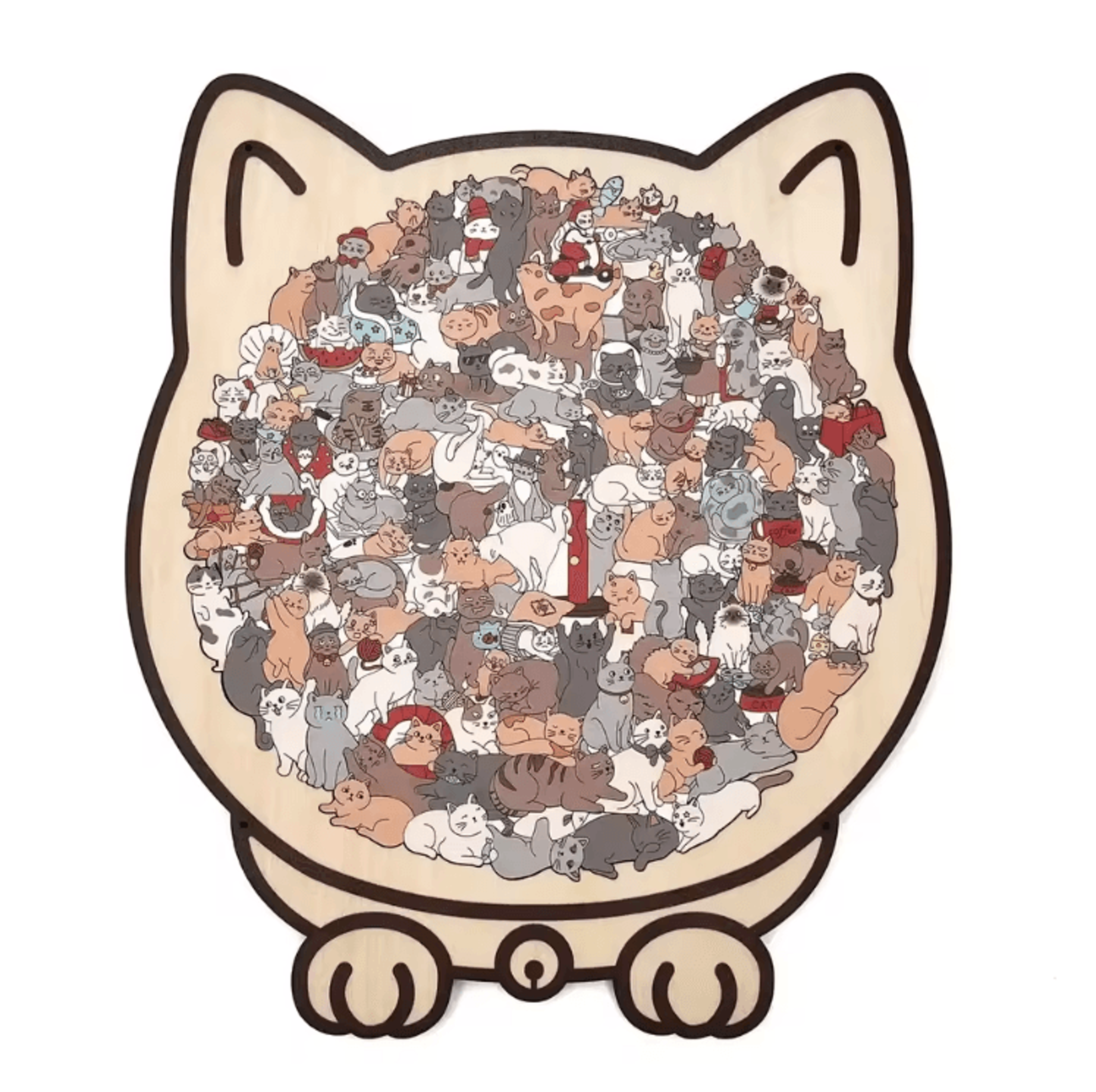 CatShaped Wooden Jigsaw Puzzle  135PCS Unique Animal Puzzle For Relaxing Play  Decor 3