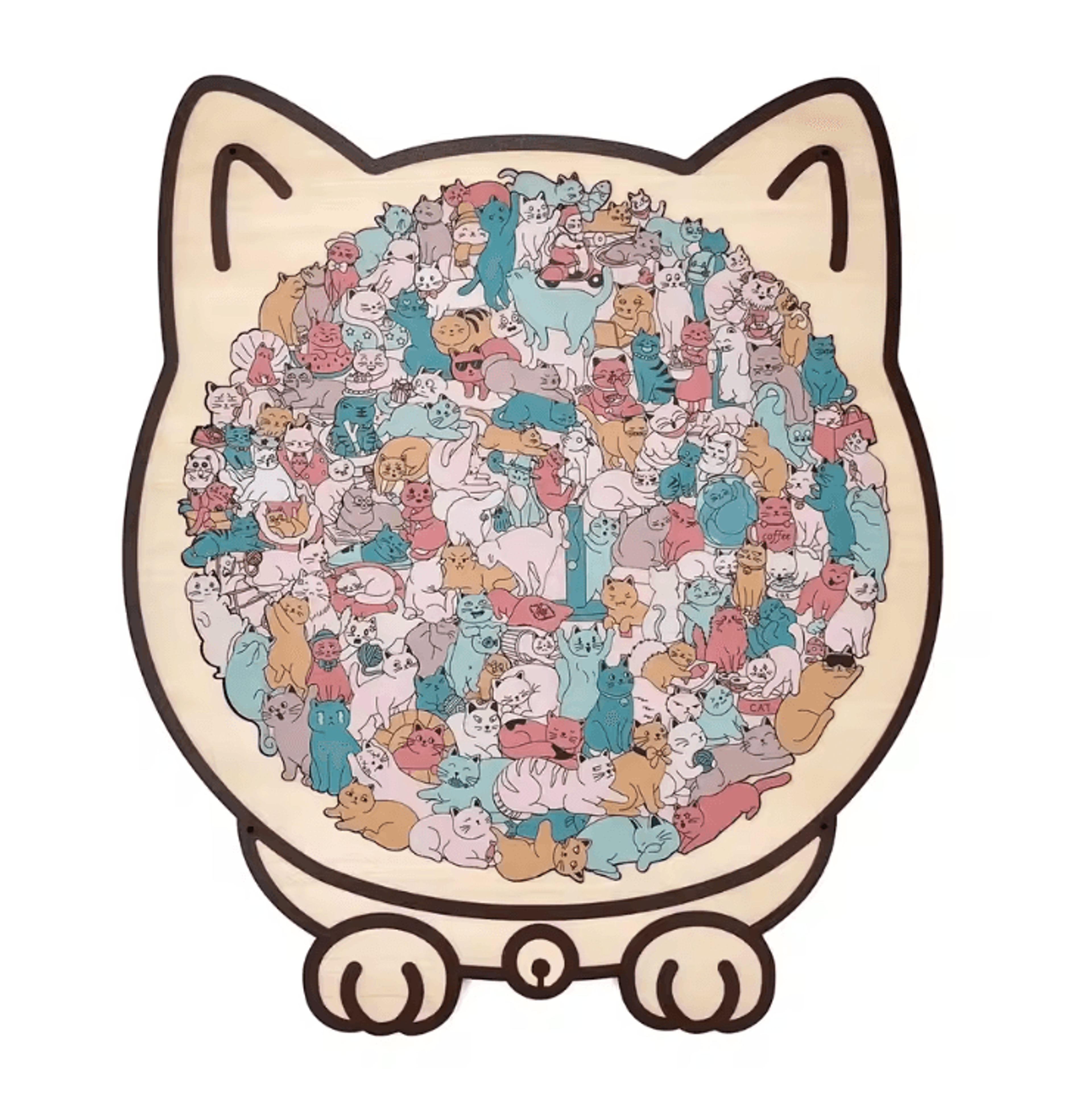 CatShaped Wooden Jigsaw Puzzle  135PCS Unique Animal Puzzle For Relaxing Play  Decor 5