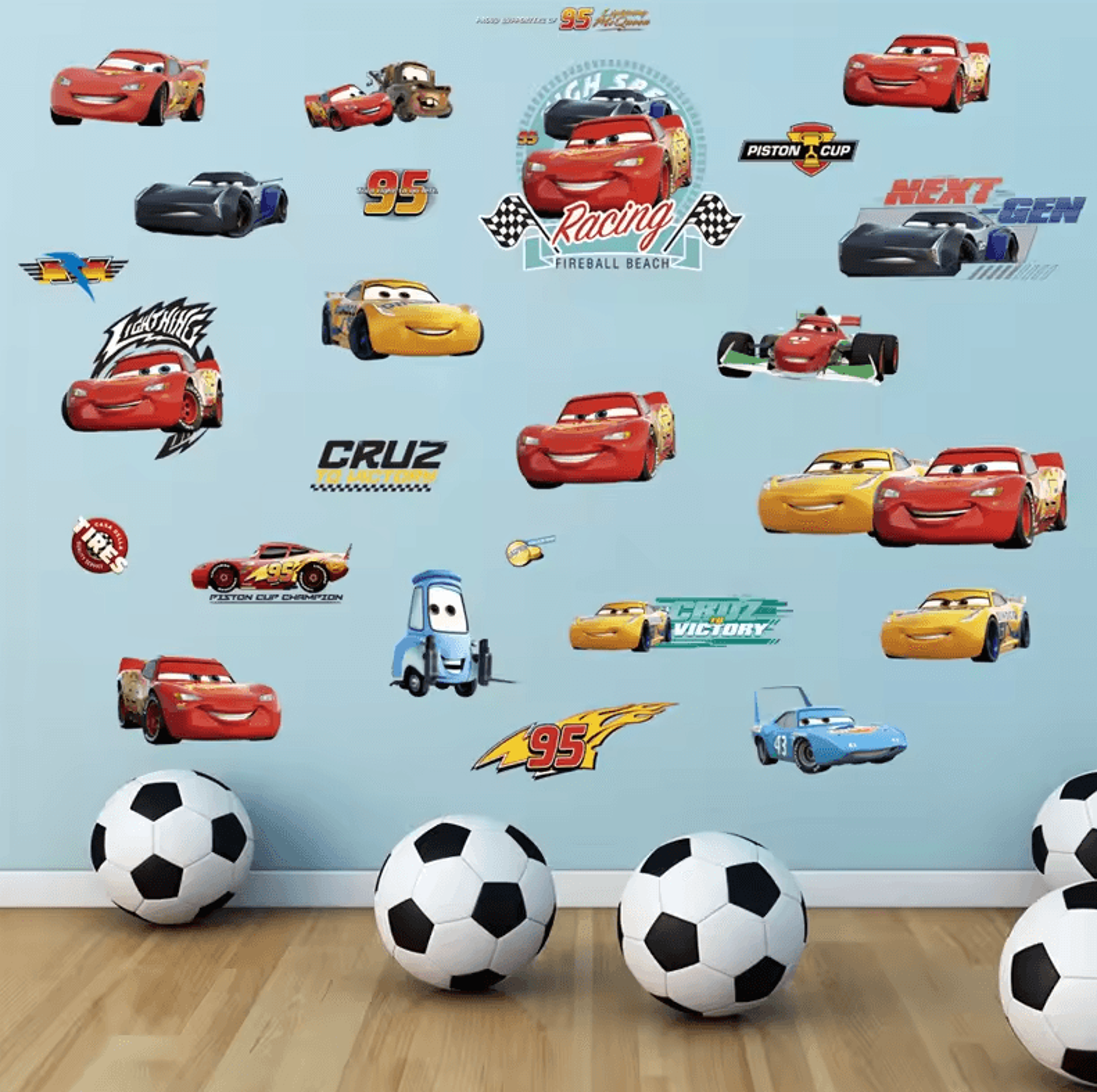 3D Cartoon Cars Wall Stickers  Lightning McQueen Kids Room Decor Decals 6