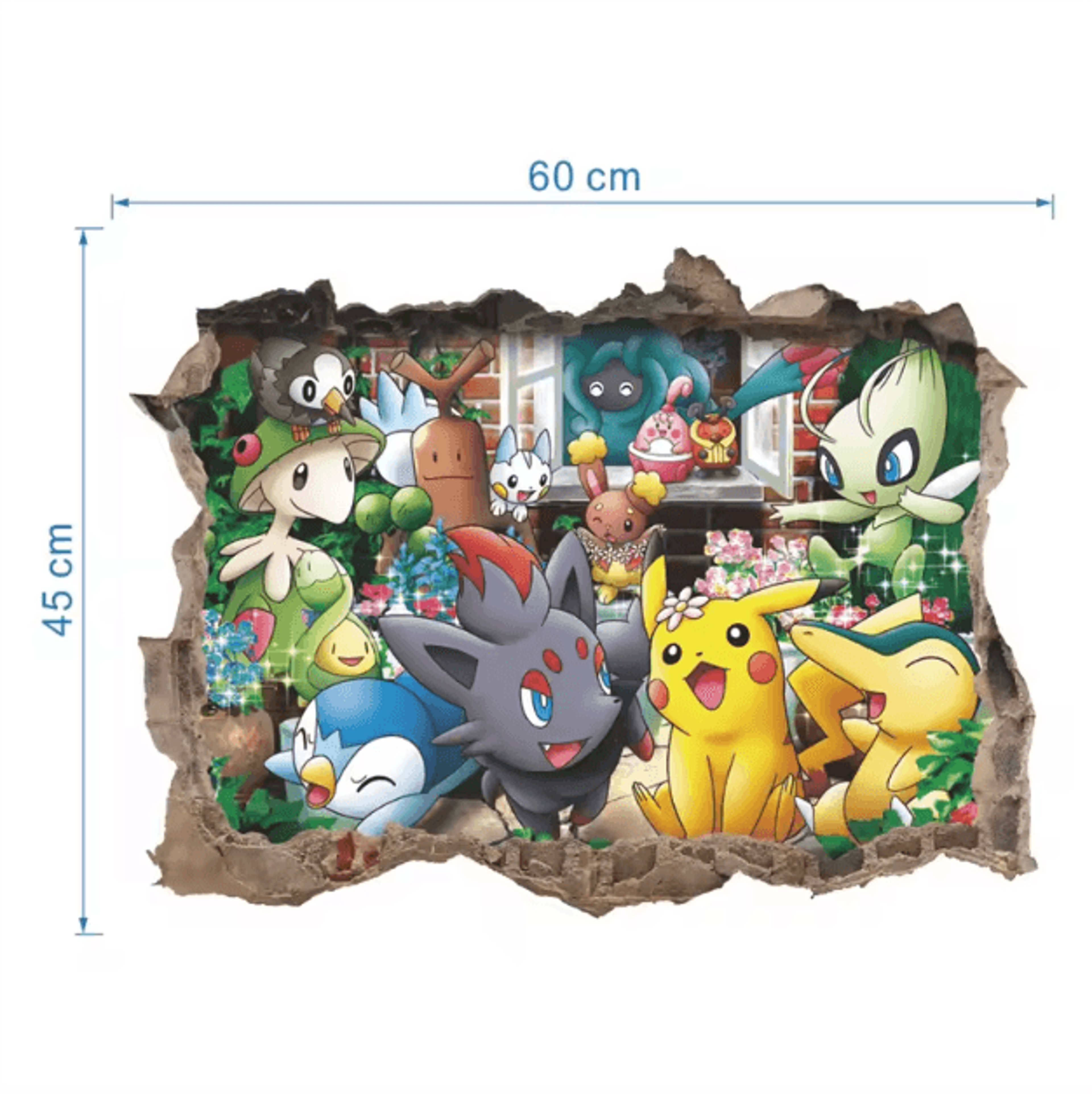 Cartoon Pikachu Wall Stickers  Cute Kids Room Anime Decor Decals 4