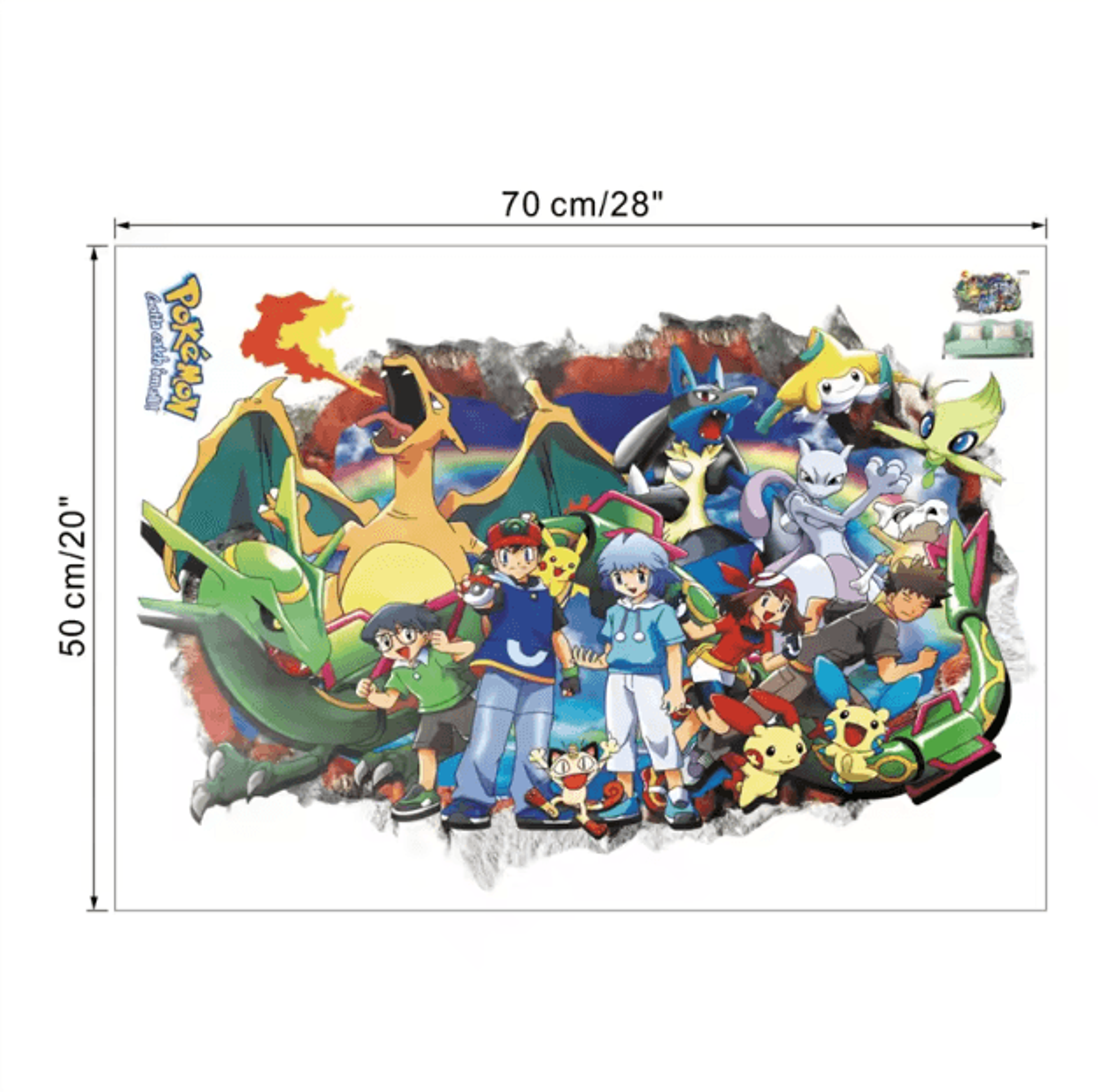 Cartoon Pikachu Wall Stickers  Cute Kids Room Anime Decor Decals 9