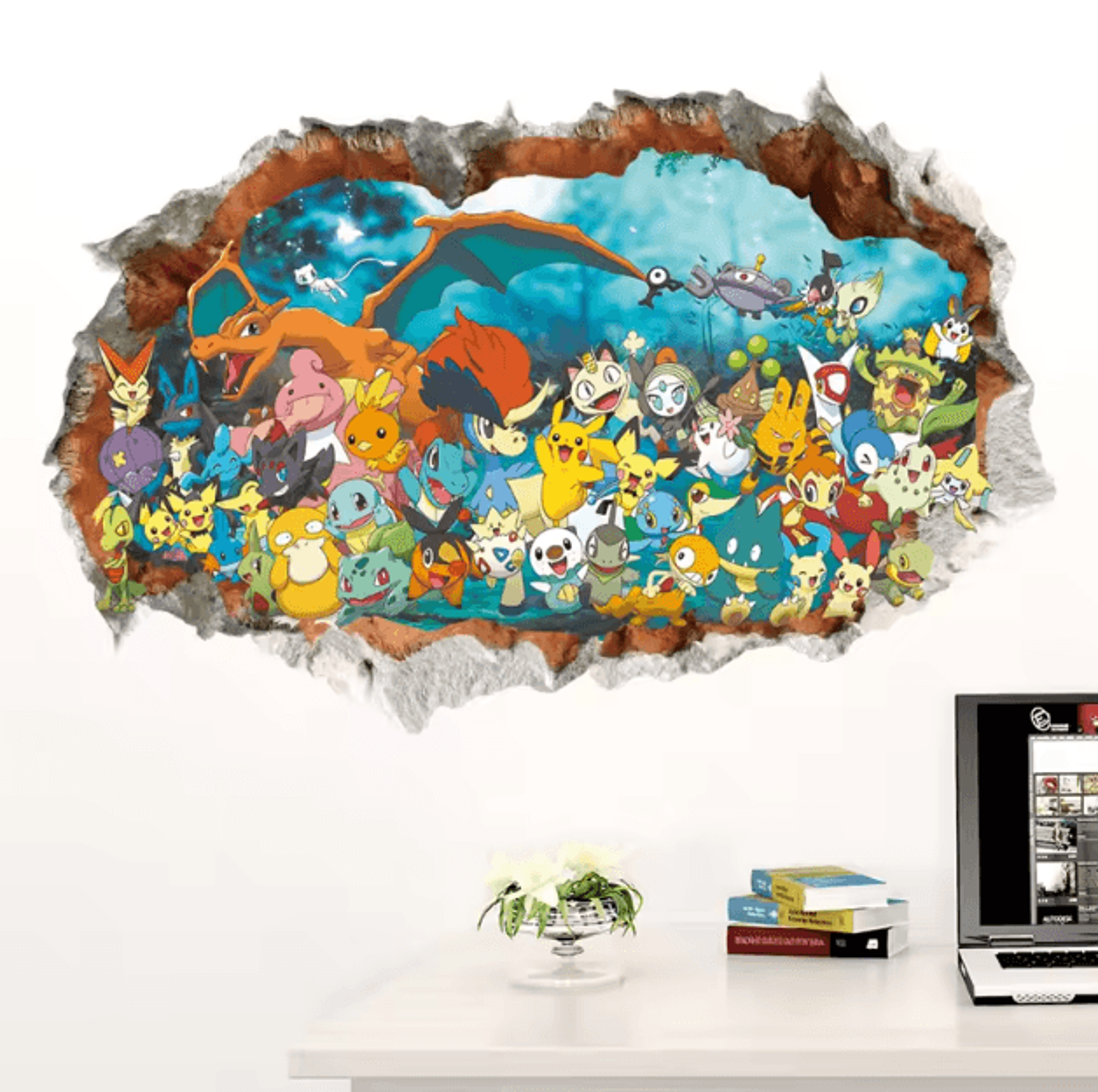 Cartoon Pikachu Wall Stickers  Cute Kids Room Anime Decor Decals 11