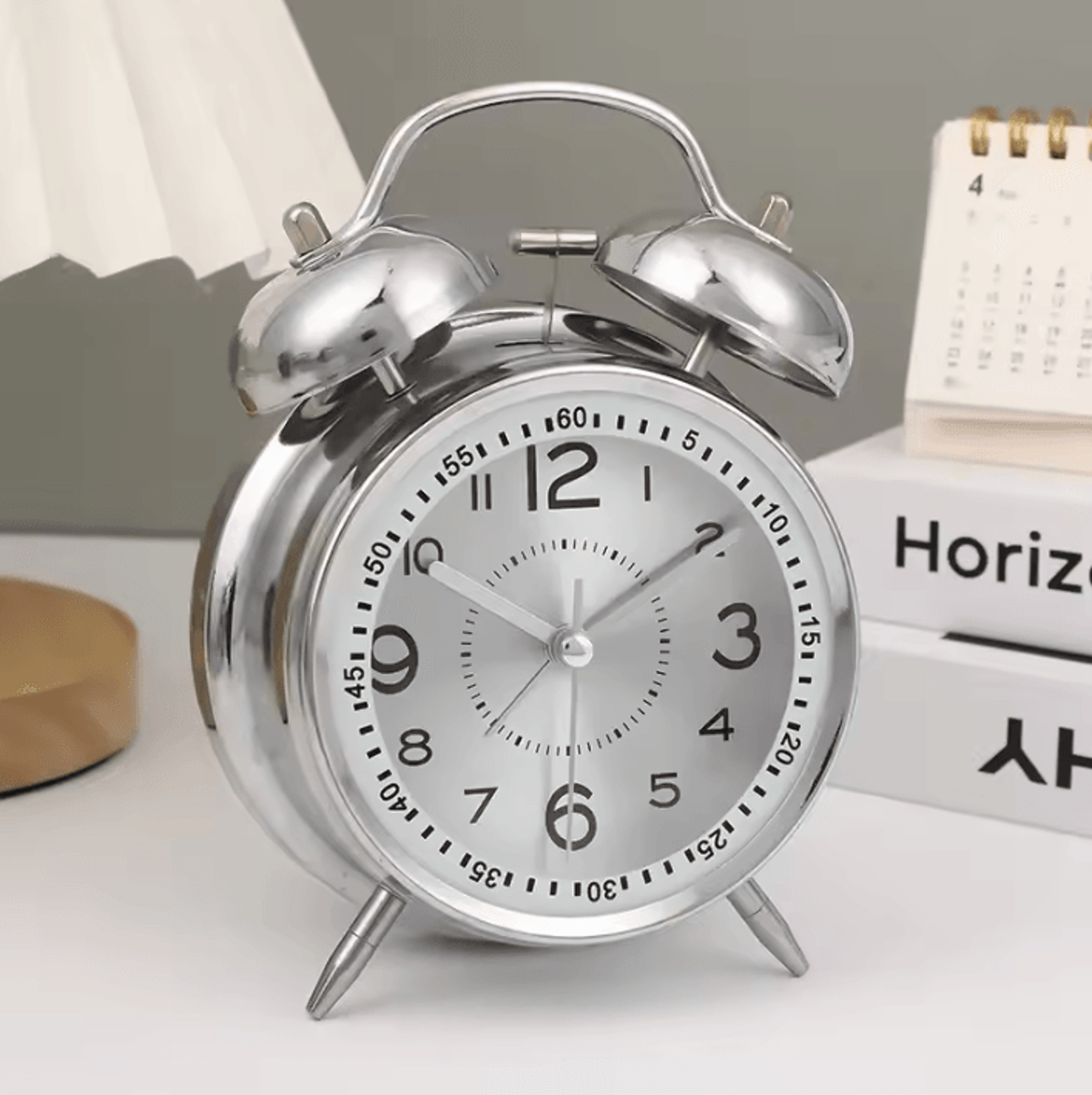 Vintage Twin Bell Alarm Clock With Night Light  Loud Metal Desk Clock For Heavy Sleepers 4