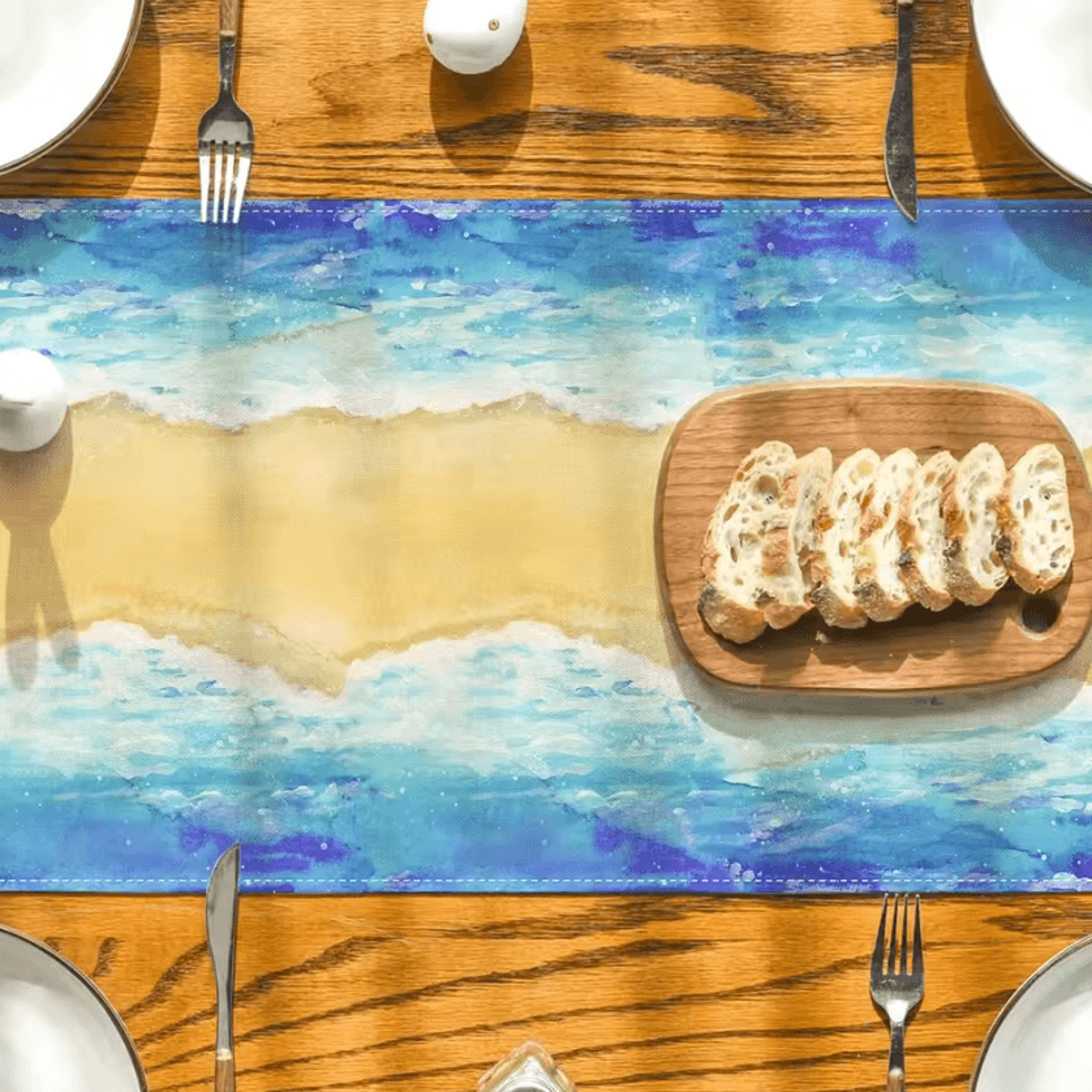 Passover Linen Table Runner  Red Sea Design Pesach Festival Dining Decor 3