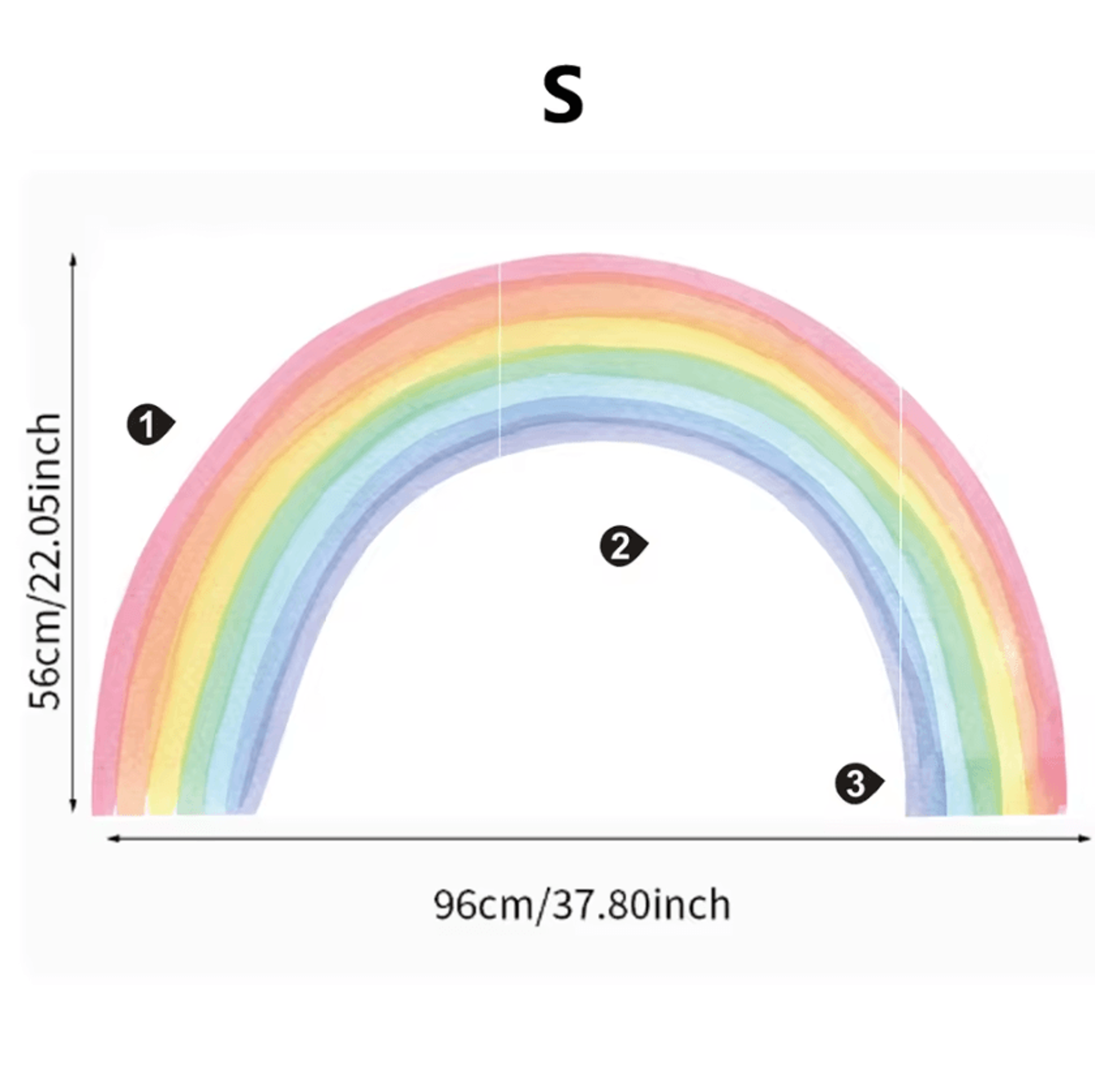 Large Pastel Rainbow Wall Stickers  Boho Nursery Peel  Stick Wall Decals For Kids Room 2