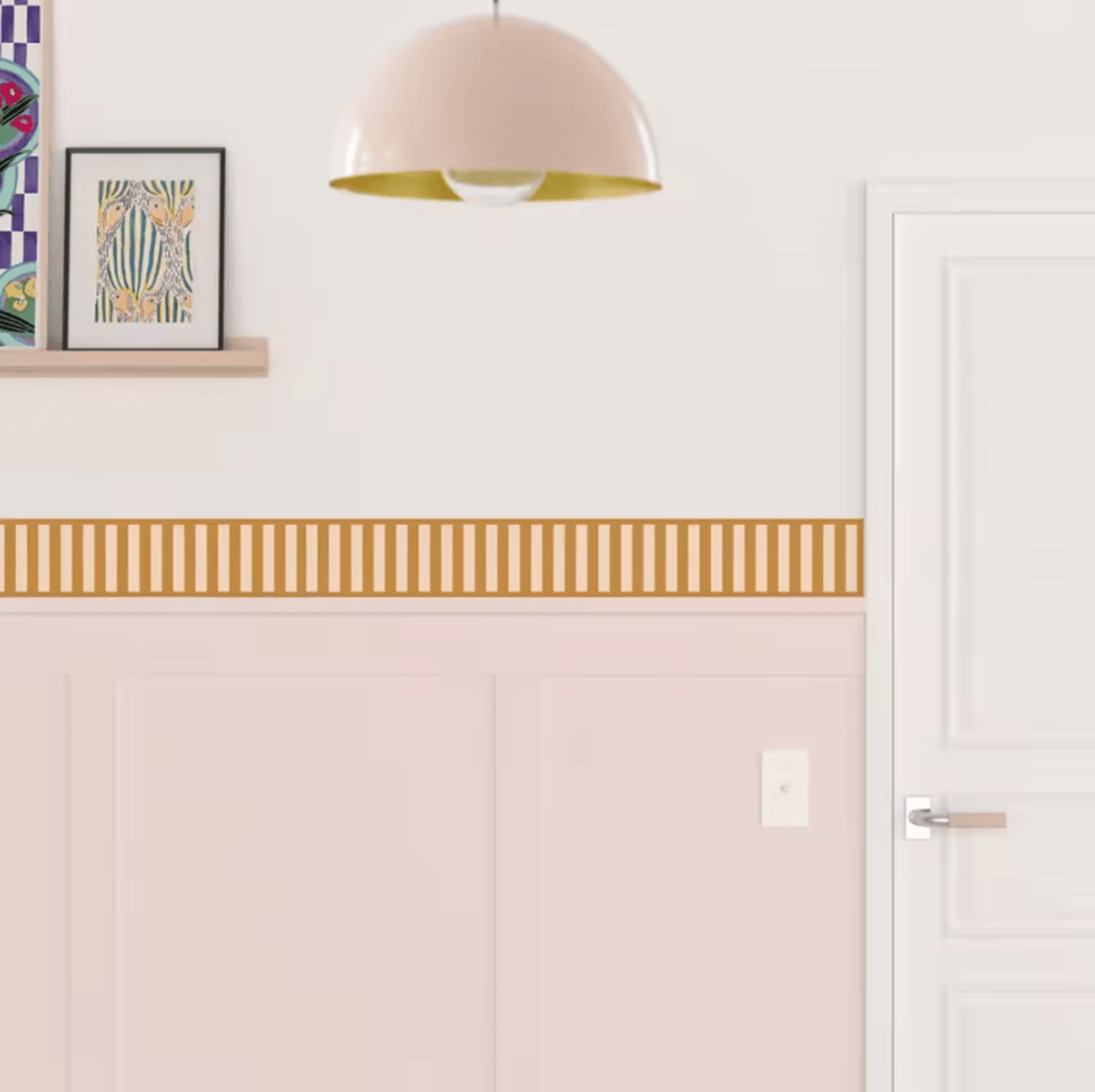 modern stripe self-adhesive wallpaper border – waterproof bathroom & diy wall trim decor