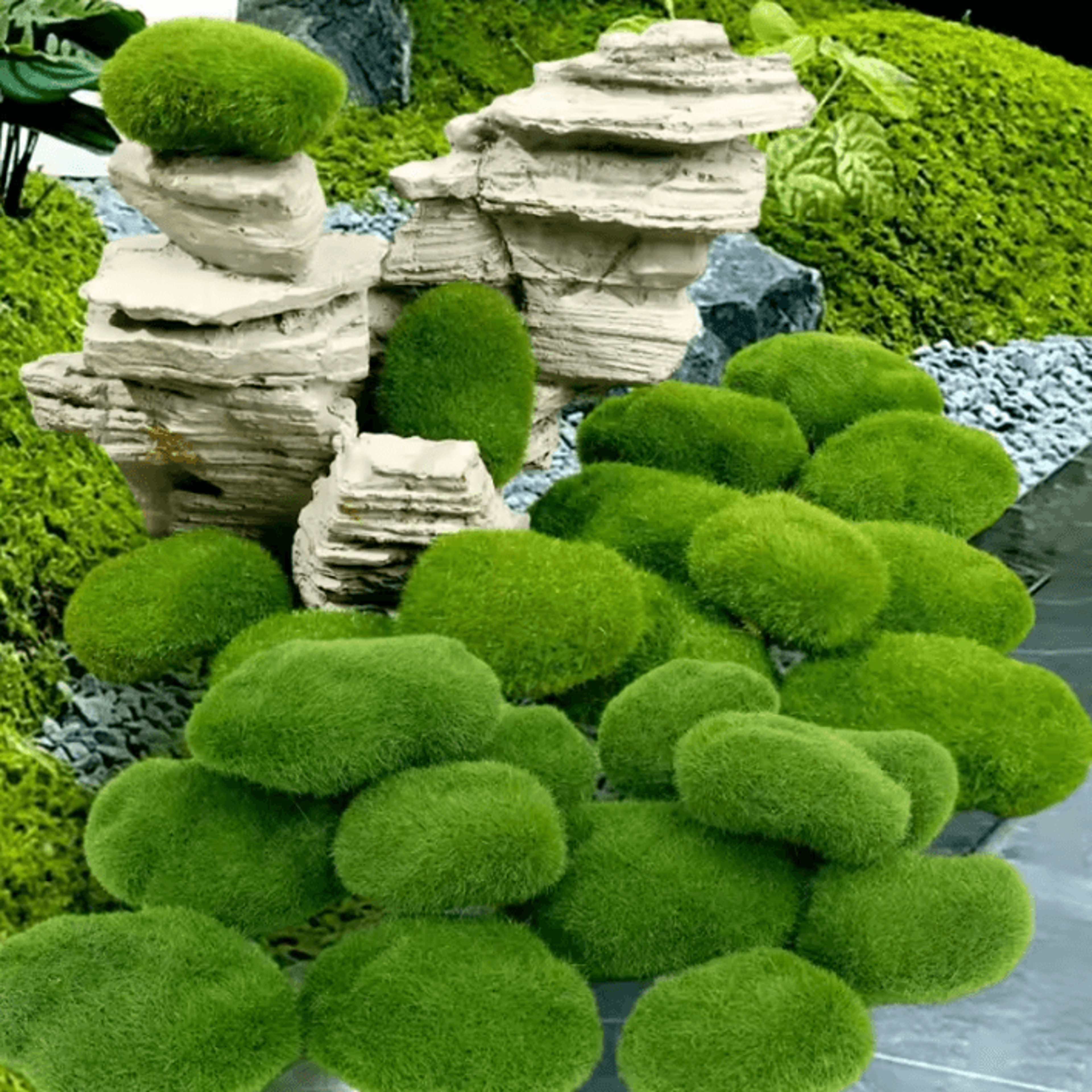 Artificial Moss Stone Decor Balls  Realistic Green Moss Rocks For DIY Garden  Home Styling 1