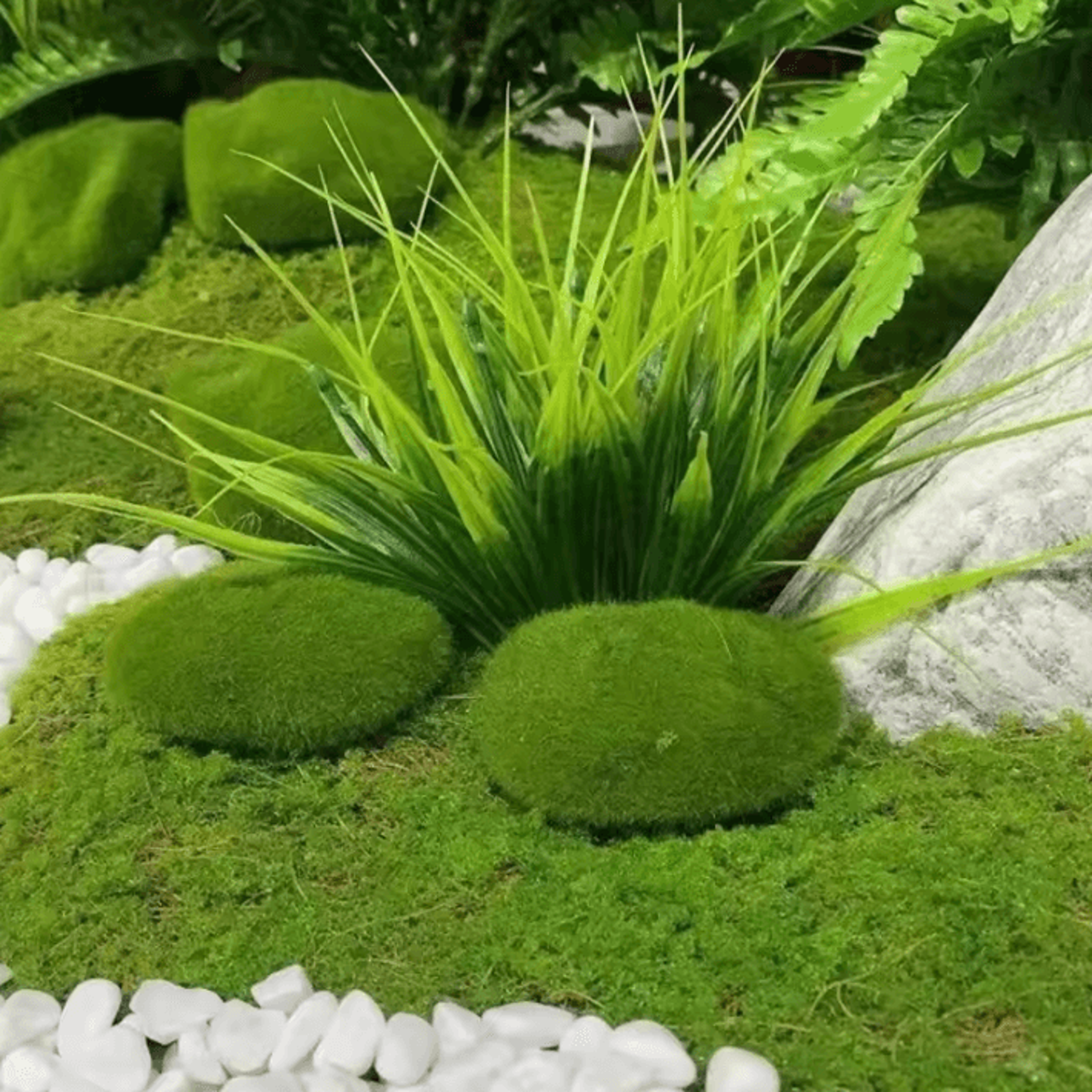 Artificial Moss Stone Decor Balls  Realistic Green Moss Rocks For DIY Garden  Home Styling 3