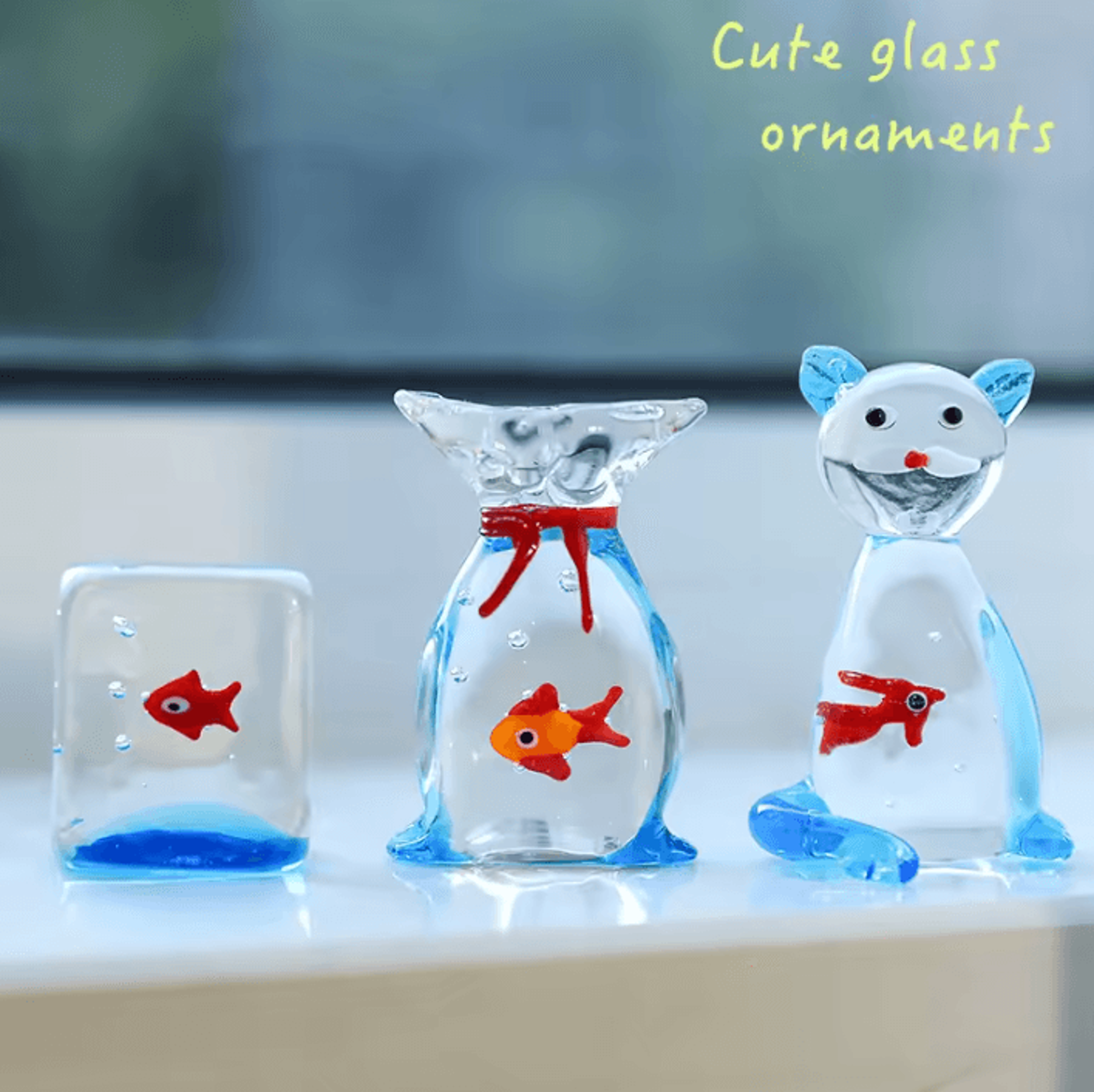 Handcrafted Glass Pocket Fish Figurine  Mini Glass Fish Ornament Colorful Desk Decor 1