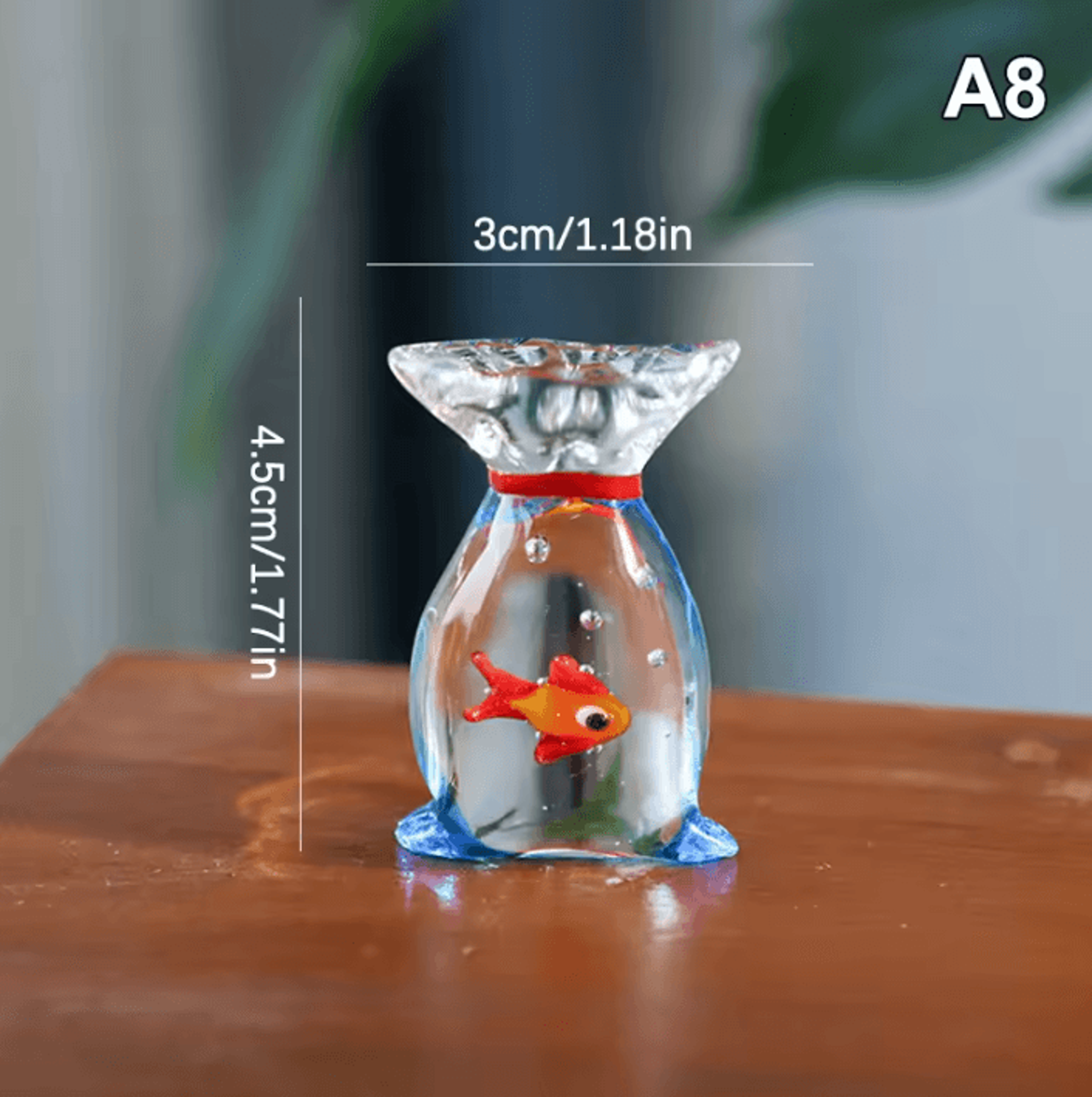 Handcrafted Glass Pocket Fish Figurine  Mini Glass Fish Ornament Colorful Desk Decor 6
