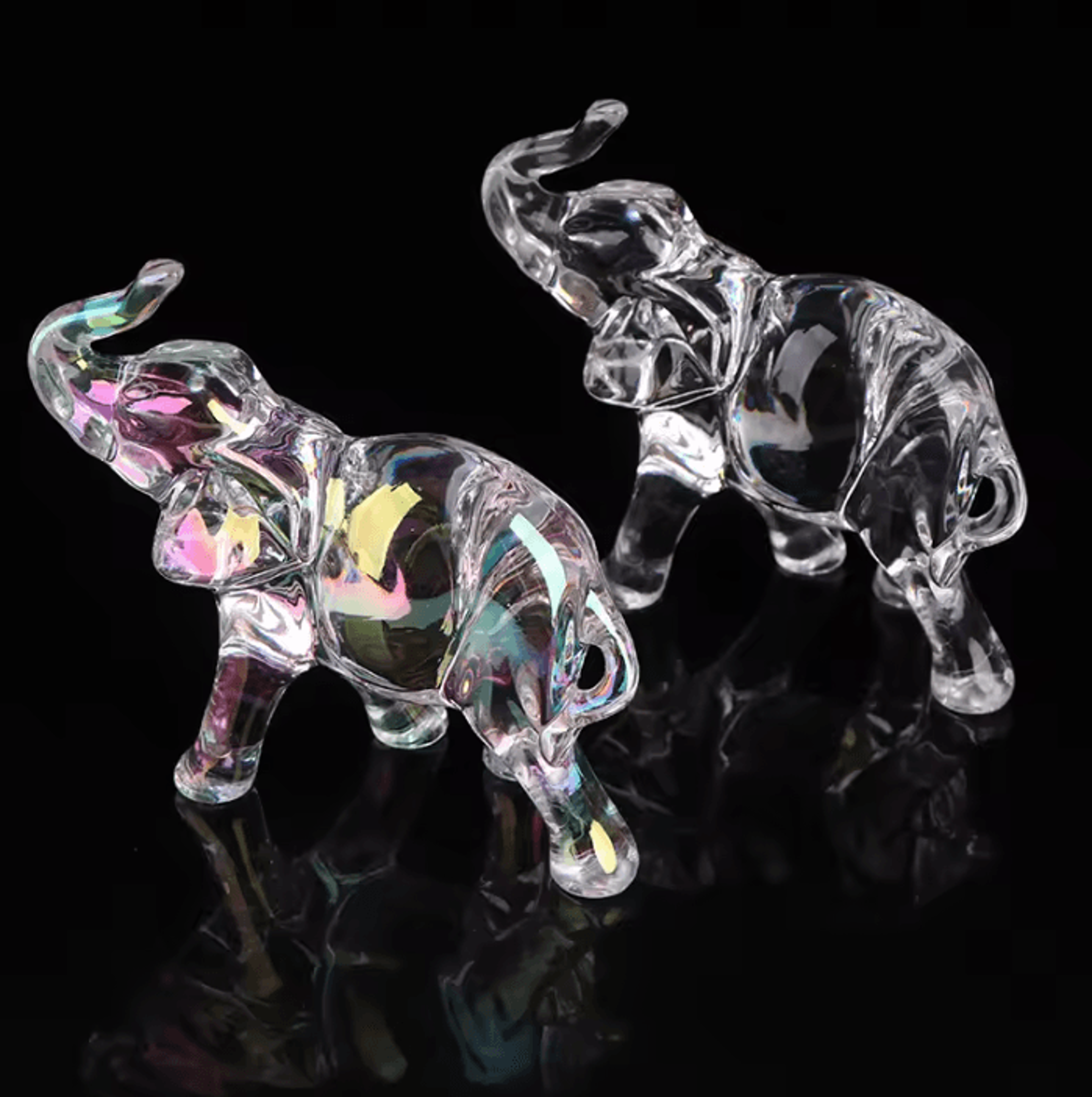 Cute Crystal Elephant Figurine  Mini Glass Elephant Decor Lucky Animal Ornament 2
