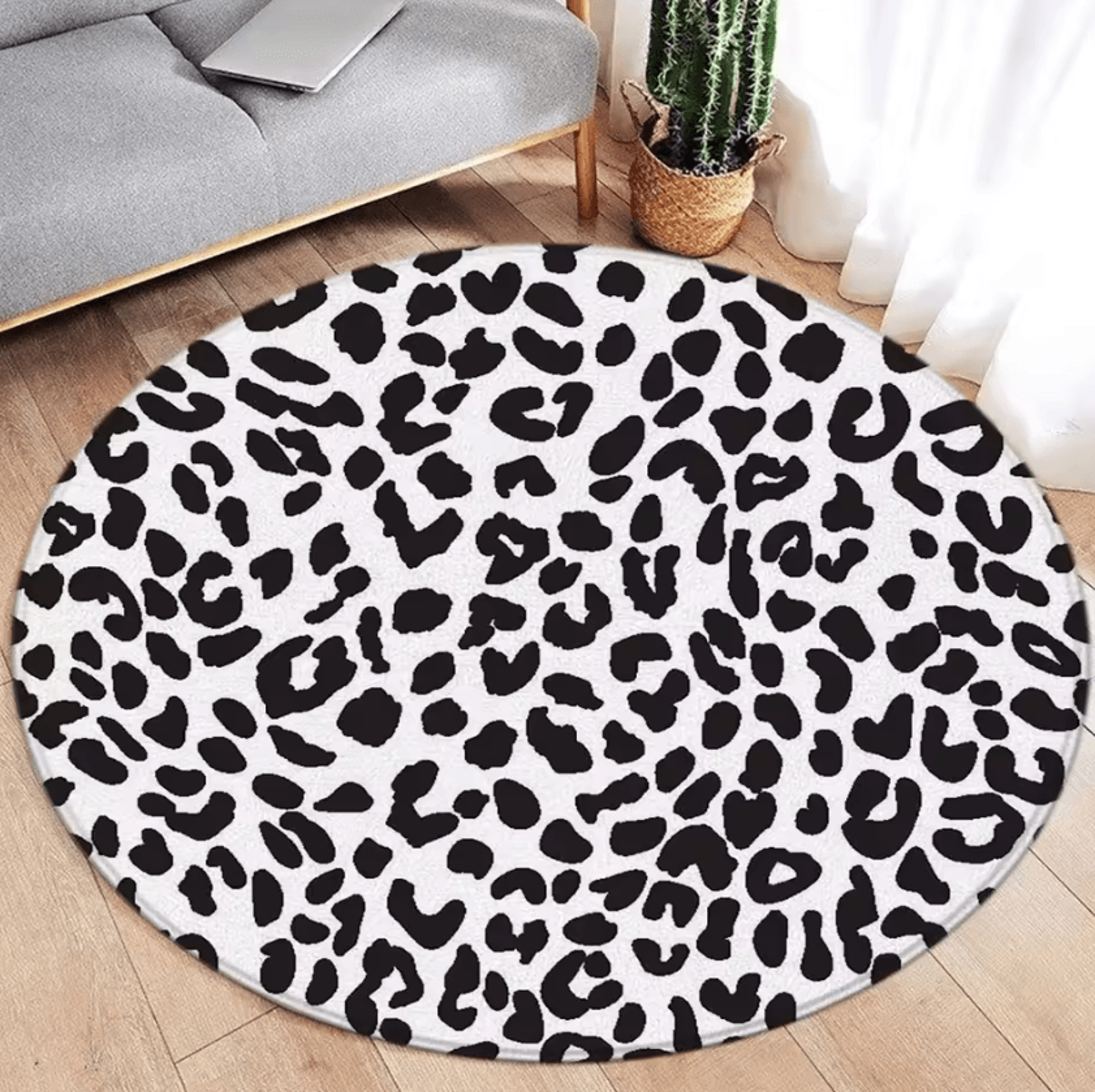 brown leopard print round rug – soft animal print circle carpet flannel floor decor
