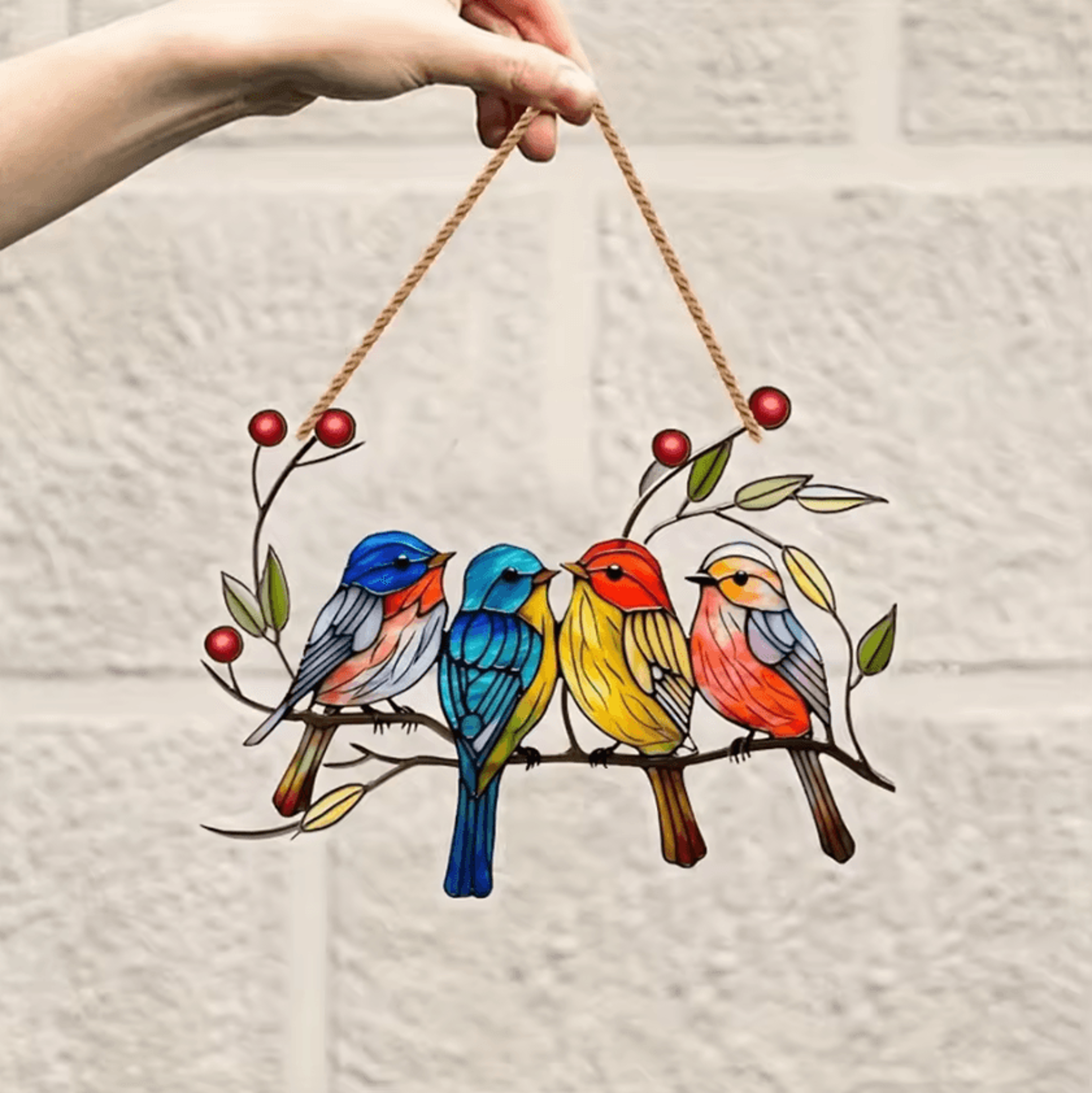 2D Acrylic Bird Window Hanging Ornament  Colorful Bird  Flower Suncatcher Decor 9