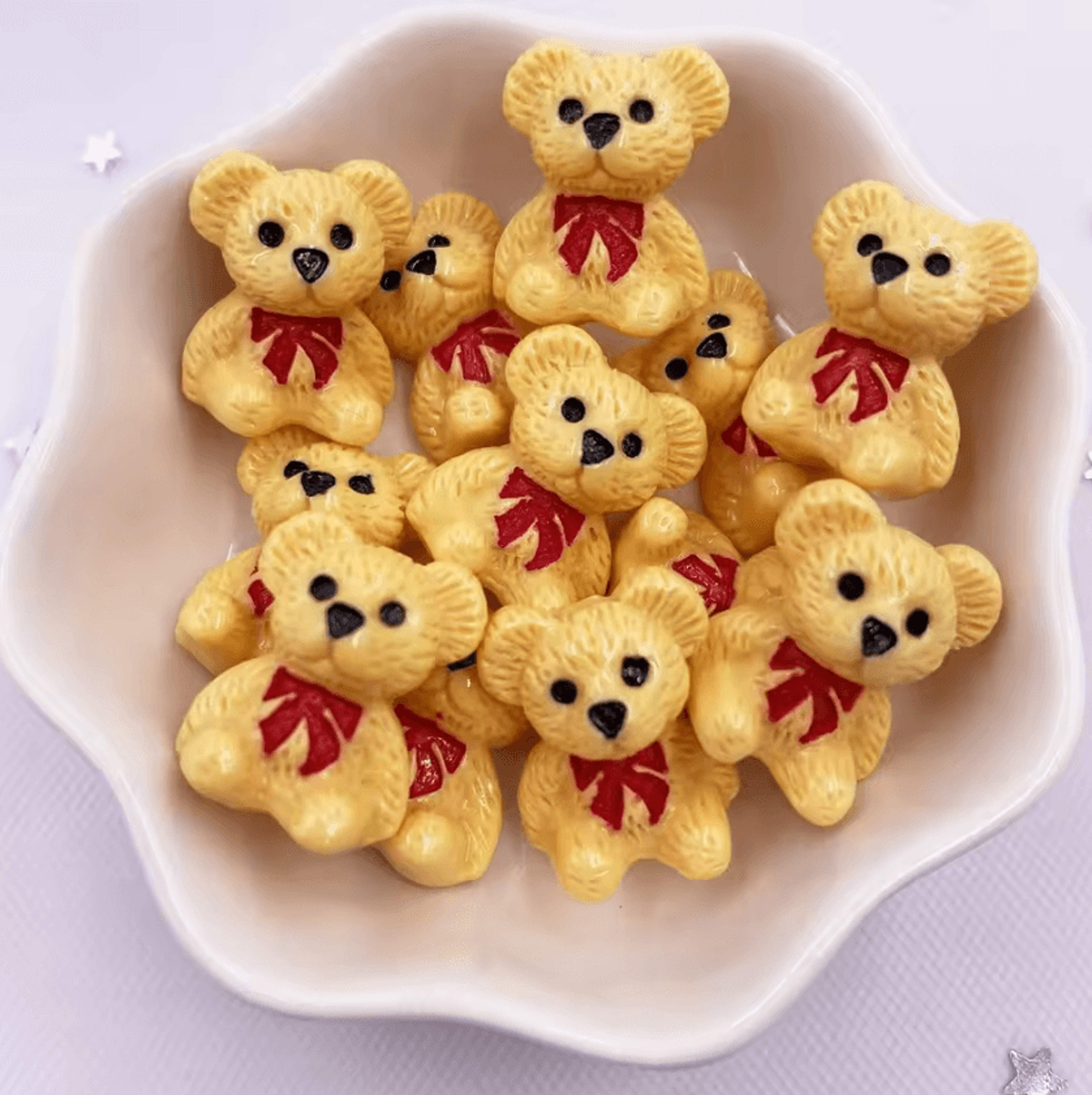 Kawaii HandPainted Resin Bear Flatback Set  Colorful DIY Craft Mini Figurines 10PCS 9