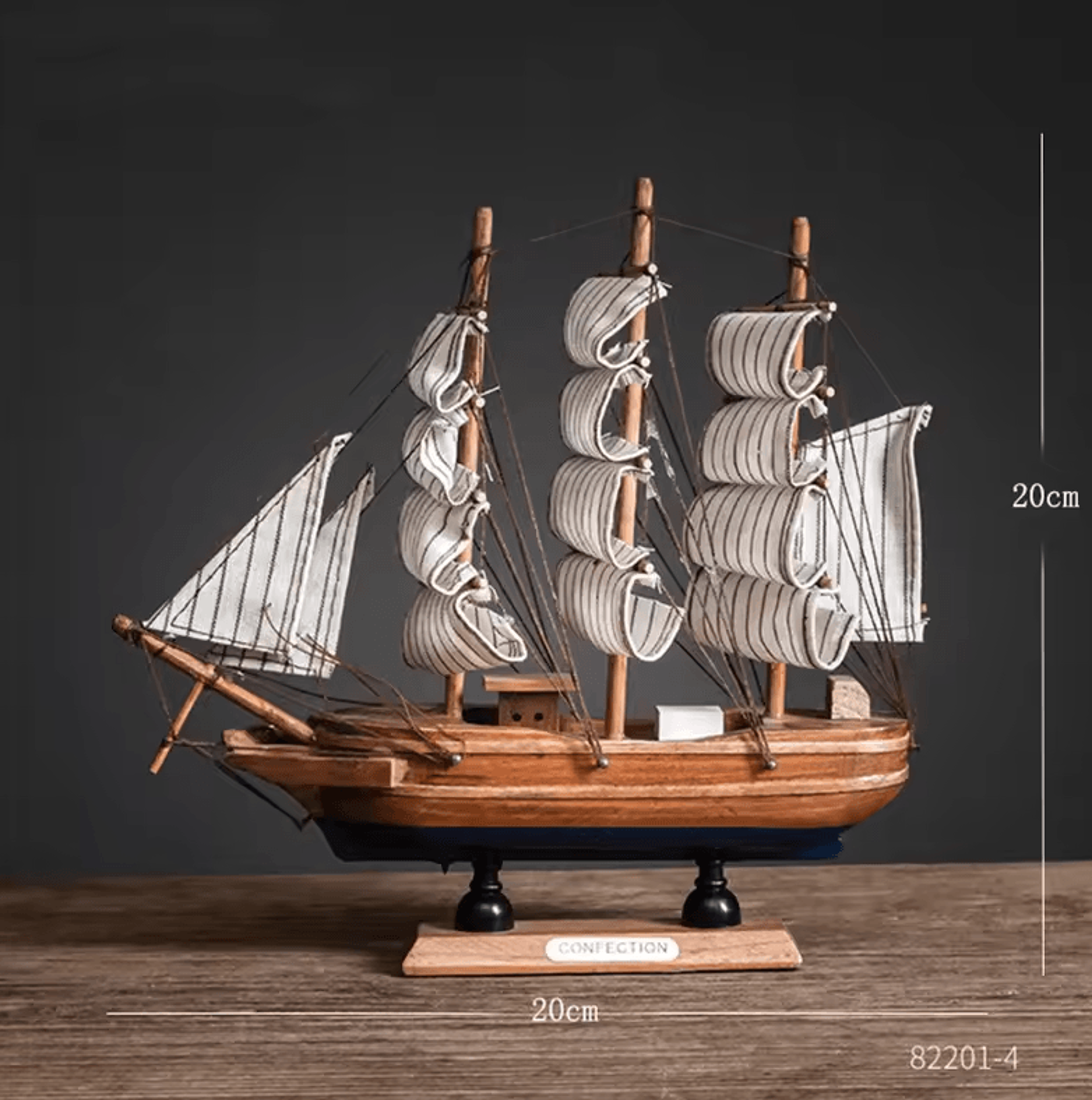 Mediterranean Wooden Sailboat Model  Vintage Nautical Desk Decor  Coastal Home Accent 3