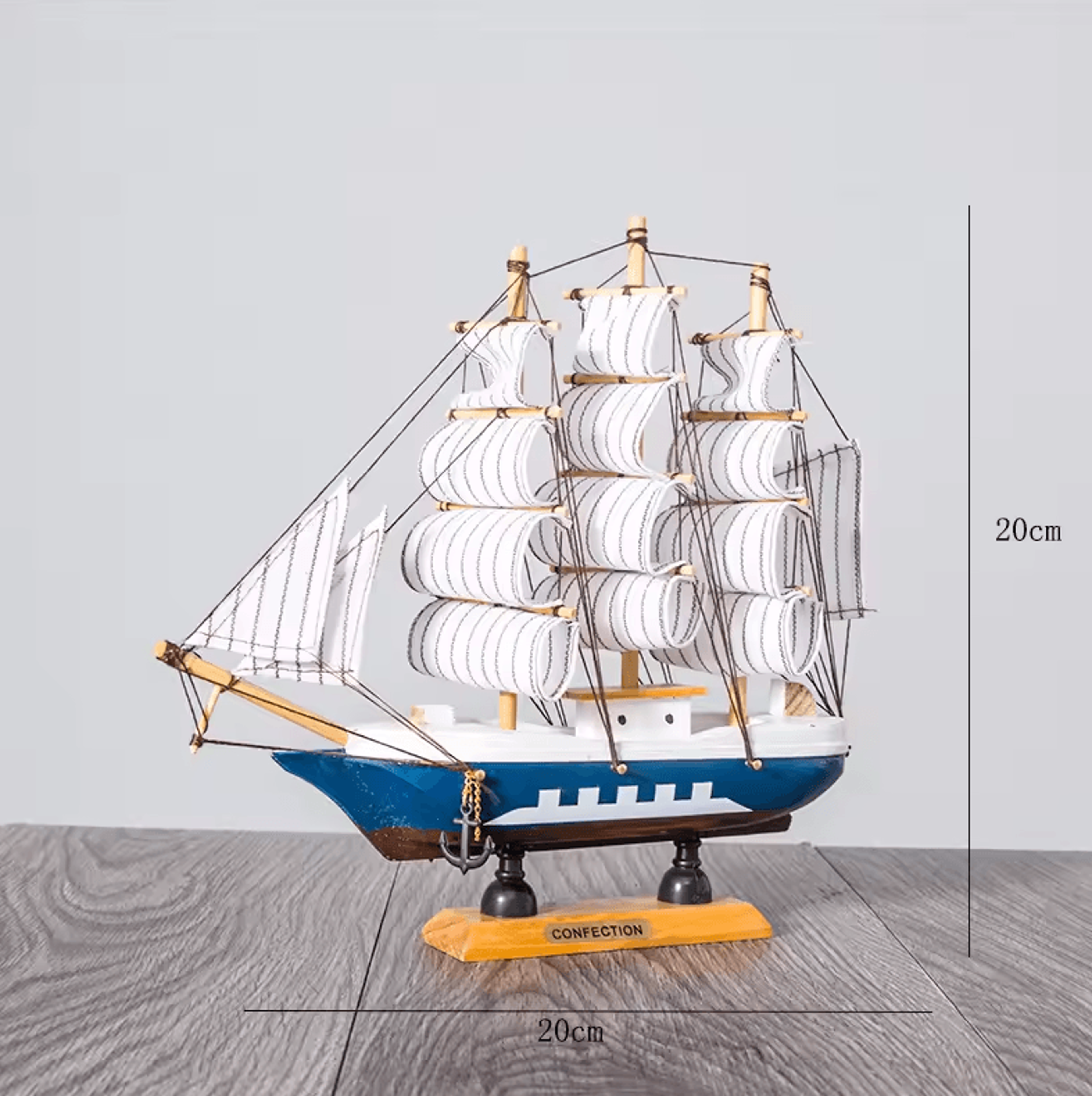Mediterranean Wooden Sailboat Model  Vintage Nautical Desk Decor  Coastal Home Accent 5