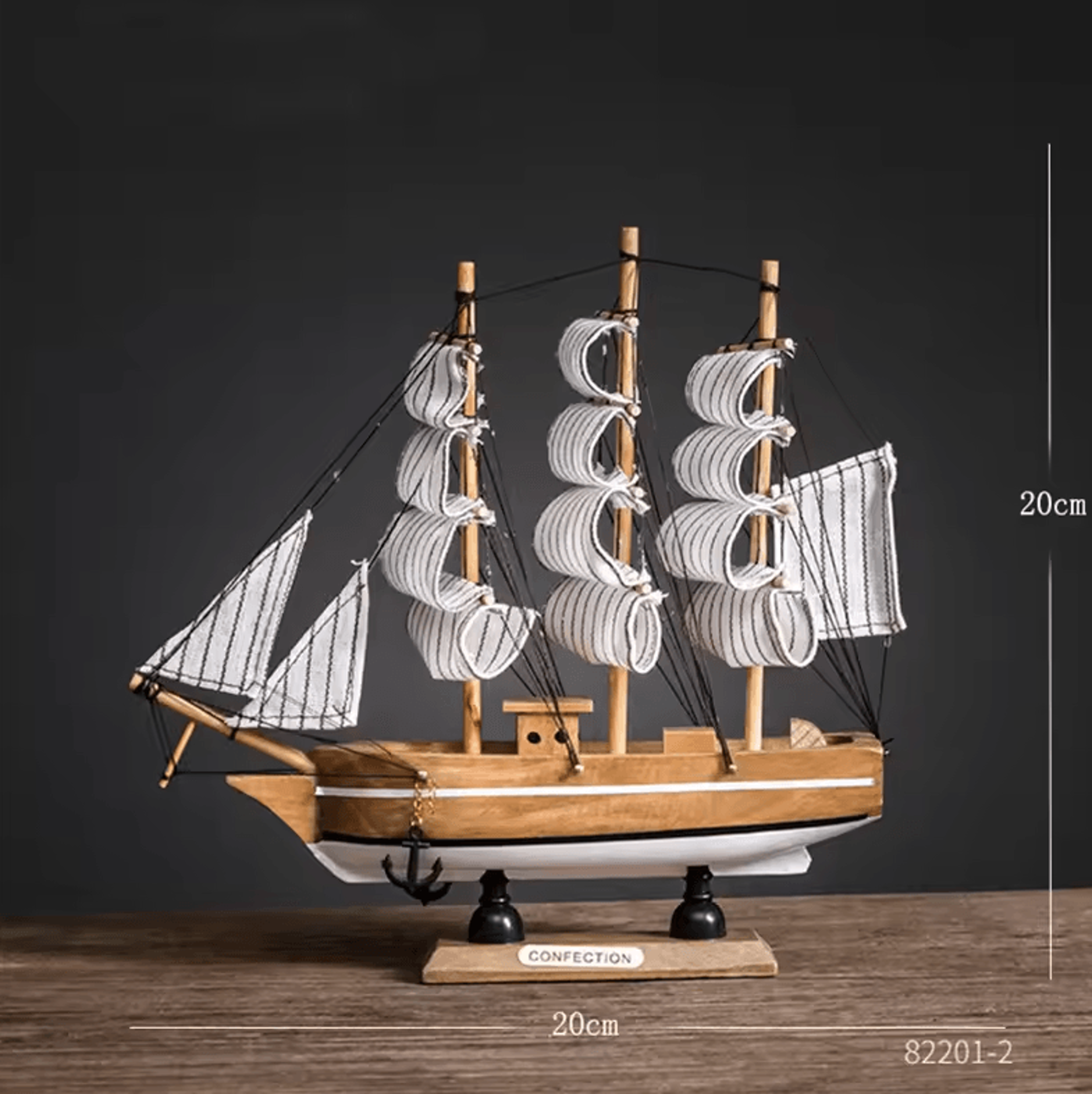 Mediterranean Wooden Sailboat Model  Vintage Nautical Desk Decor  Coastal Home Accent 7