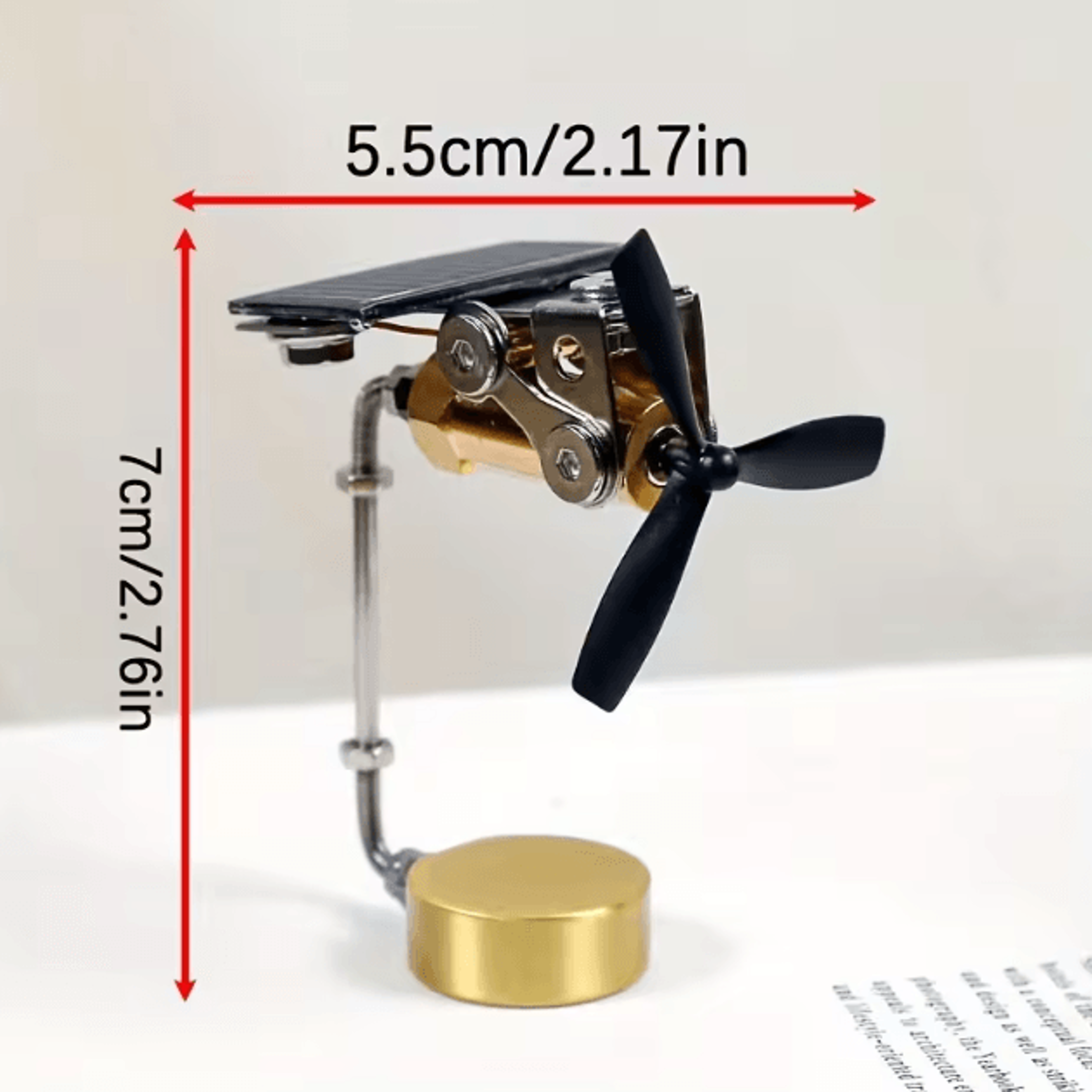 Copper Solar Windmill Ornament  Educational Desk Toy  Kinetic Decor 1