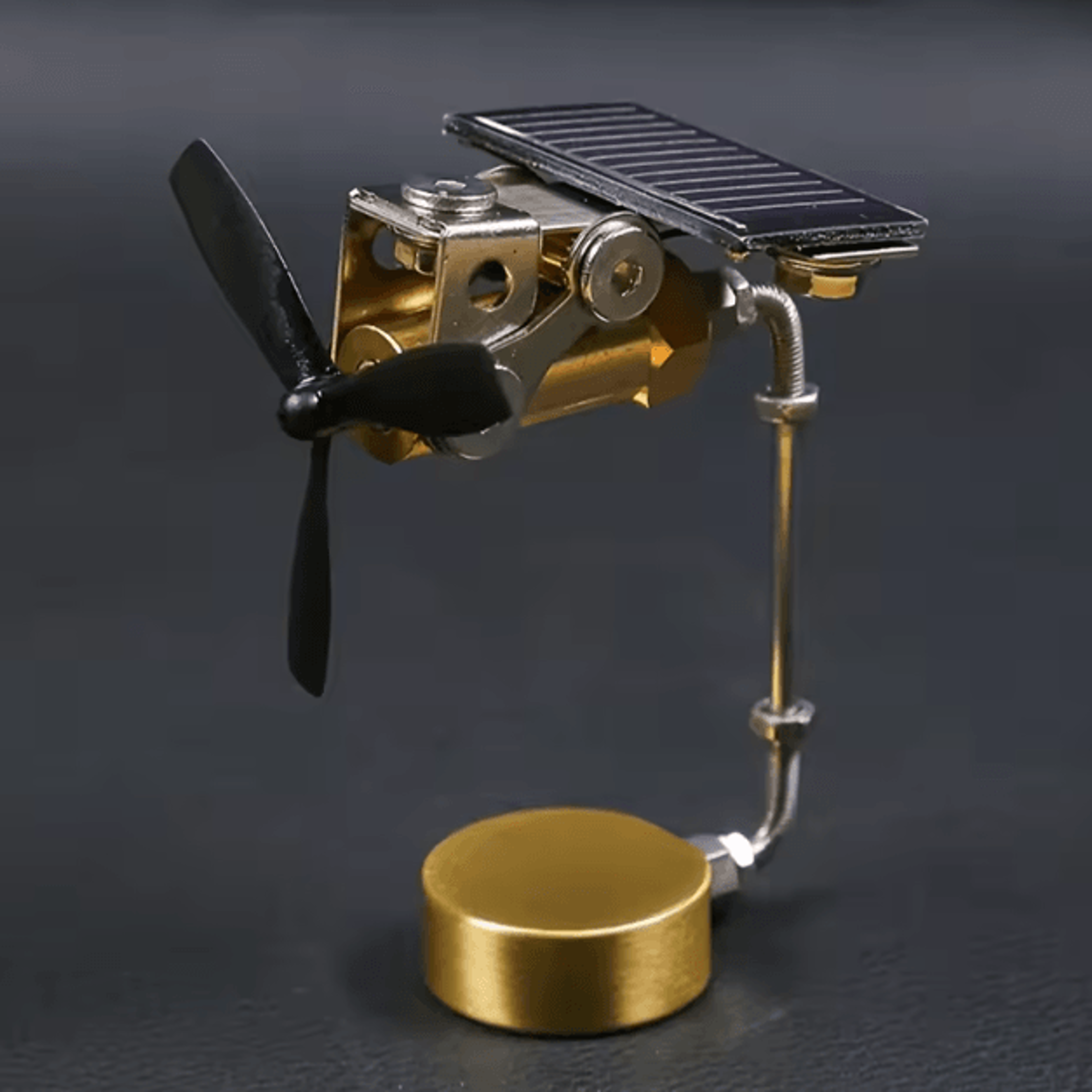 Copper Solar Windmill Ornament  Educational Desk Toy  Kinetic Decor 2