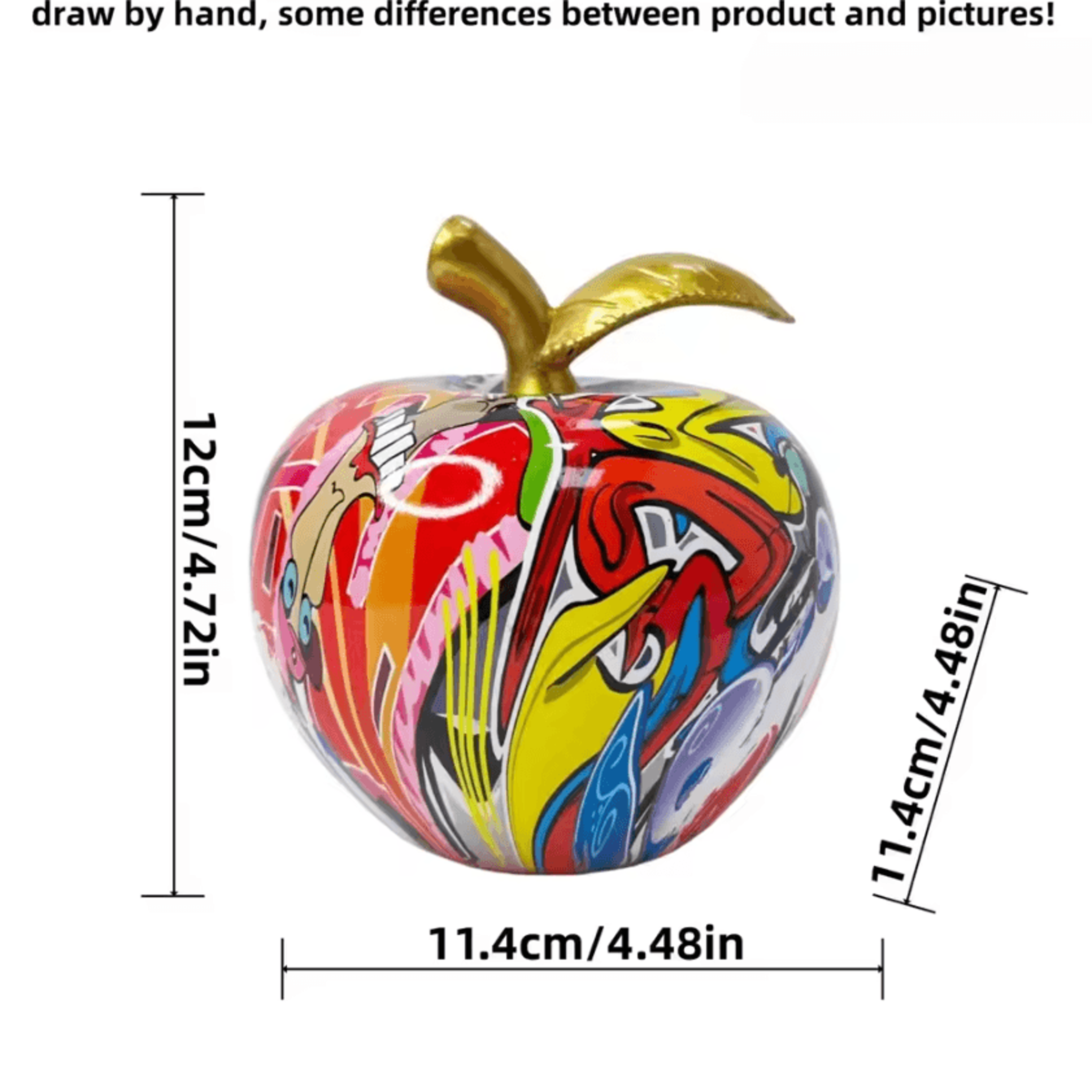 Colorful Abstract Apple Sculpture  Modern Resin Floral Art Decor 3