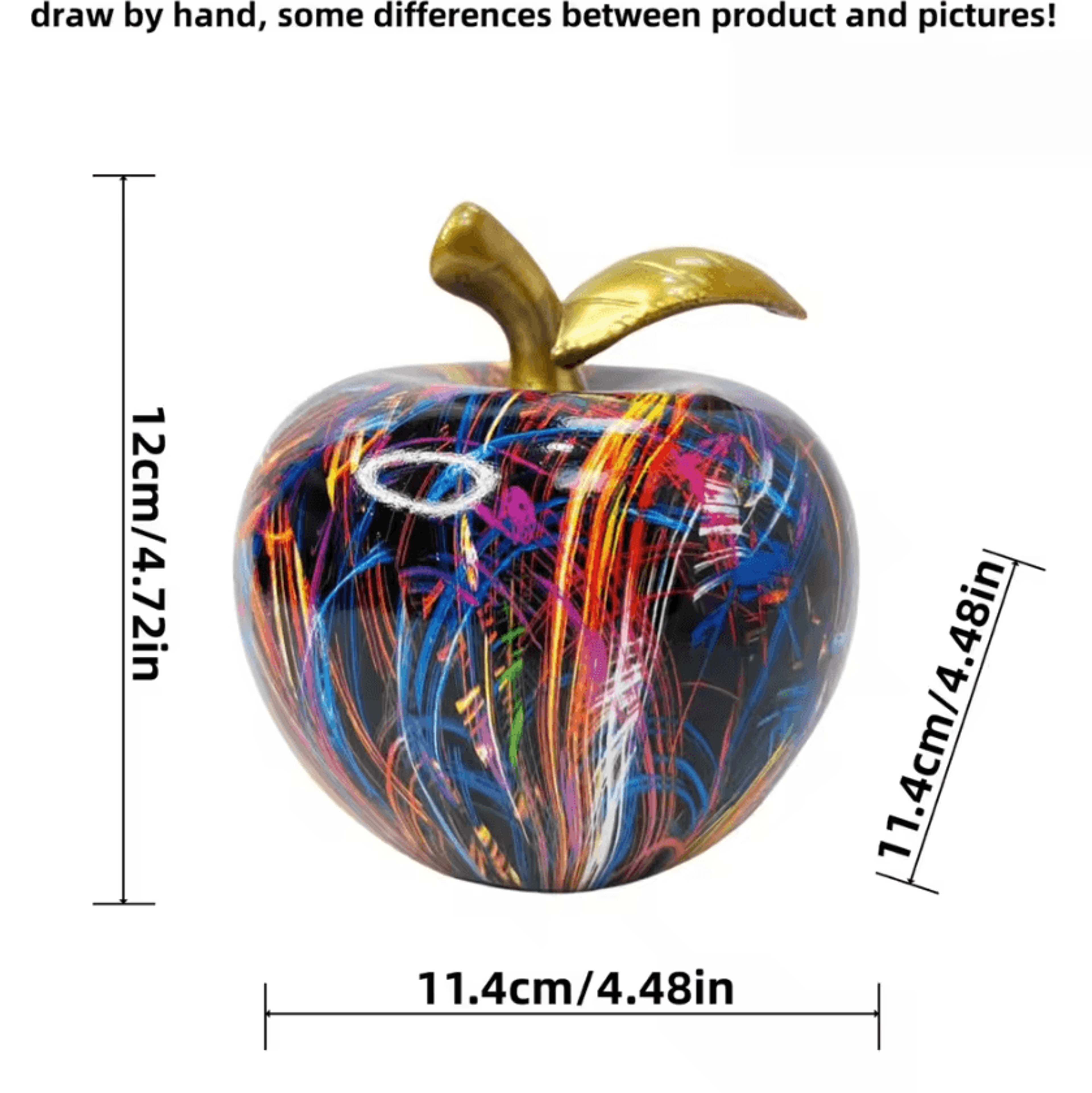Colorful Abstract Apple Sculpture  Modern Resin Floral Art Decor 4
