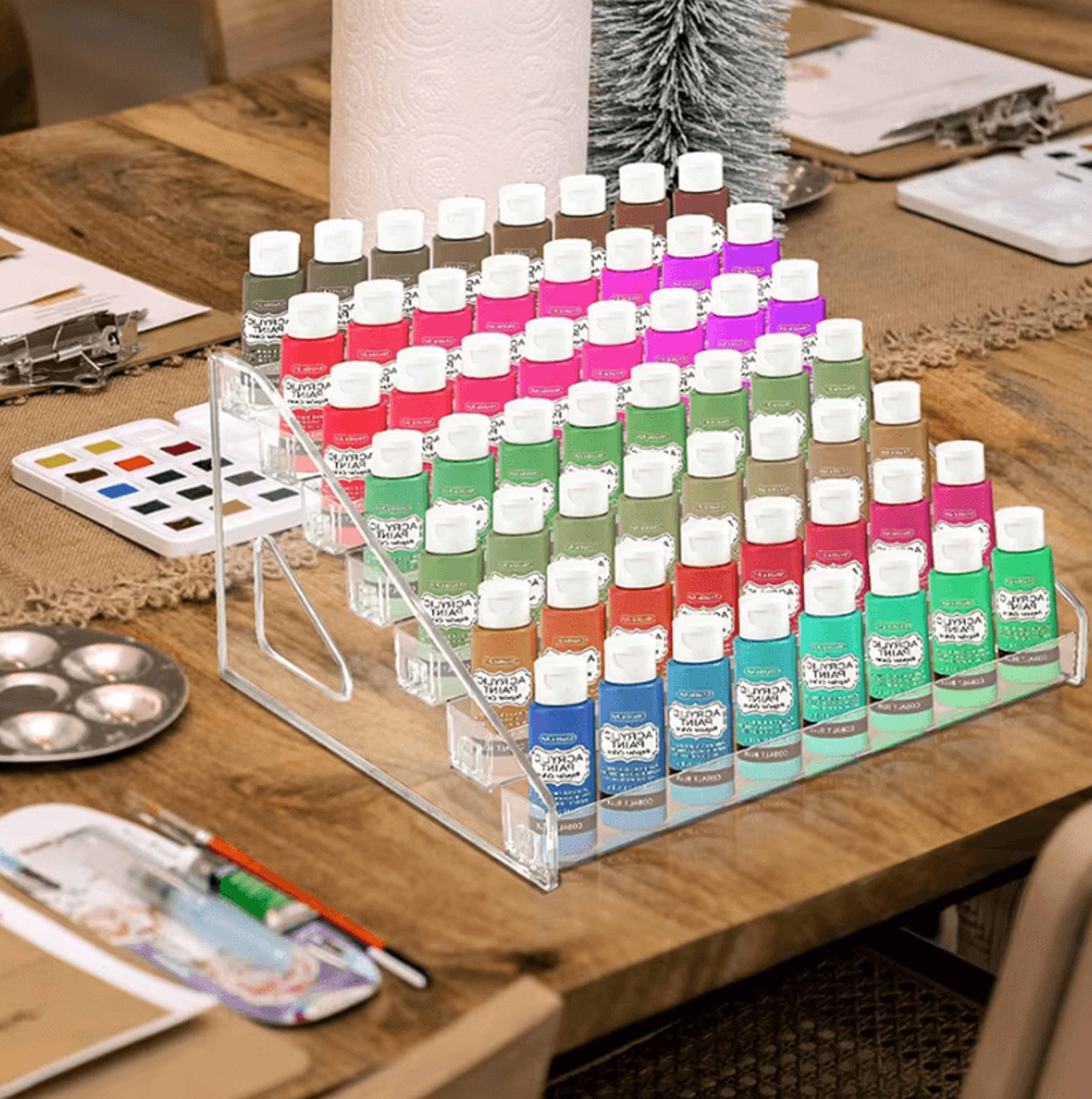 7Layer Transparent Paint Organizer Rack  Mini Craft Paint Storage Display Stand 3