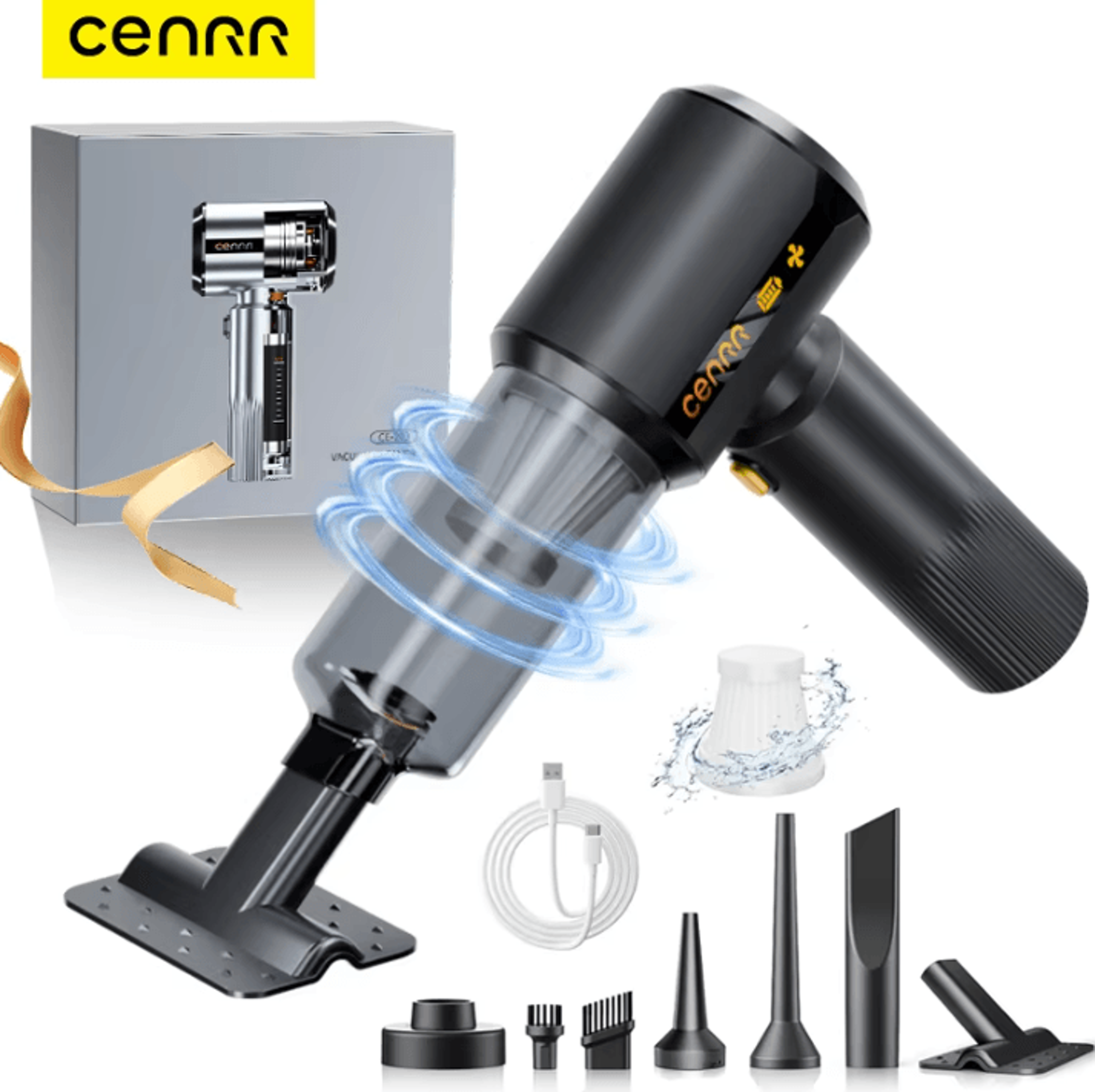 cenrr cordless car vacuum cleaner 7500mah portable handheld vacuum cleaner strong suction air blower led display