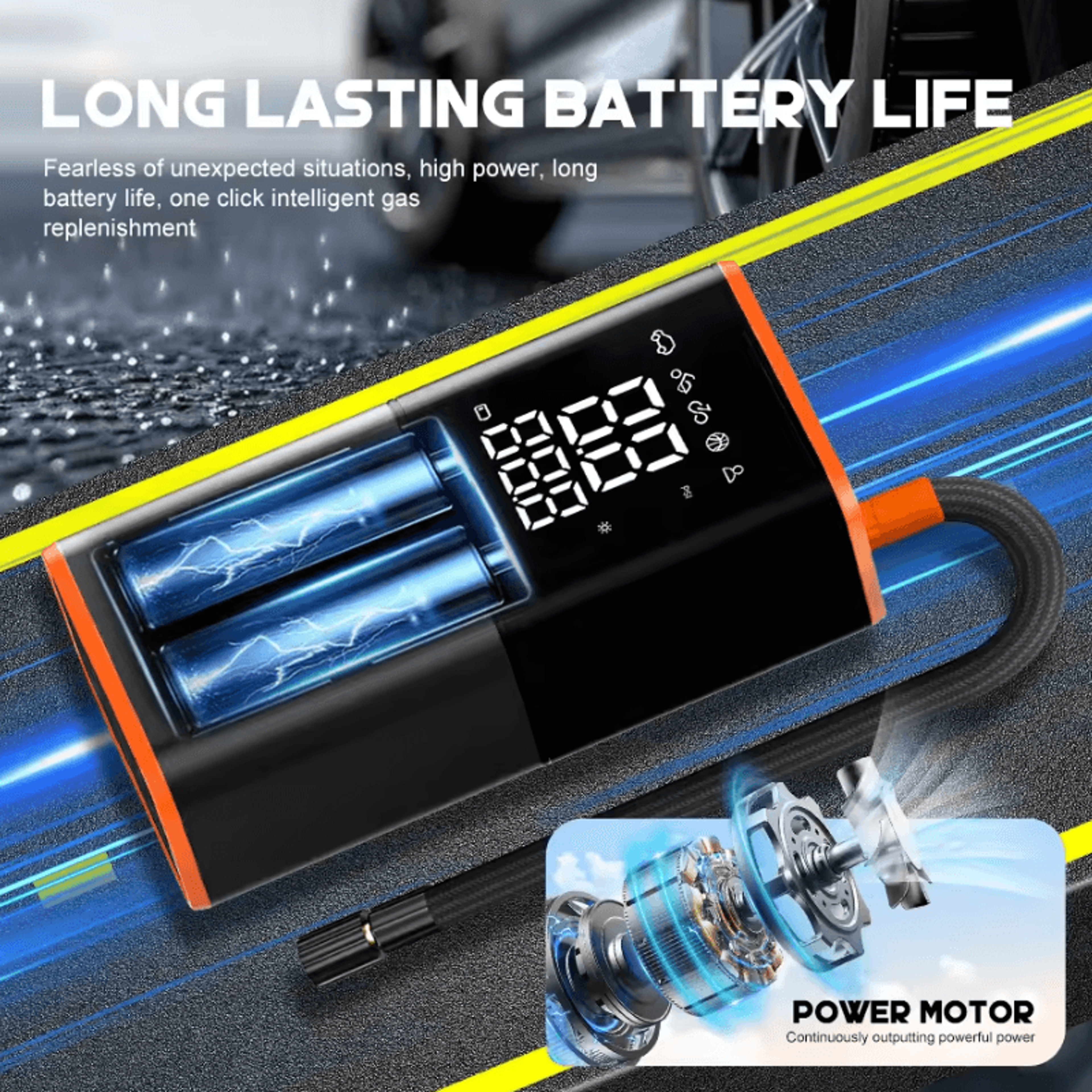 Portable 150PSI Cordless Tire Inflator  Compact Air Compressor For Car Motorcycle  Bicycle 1