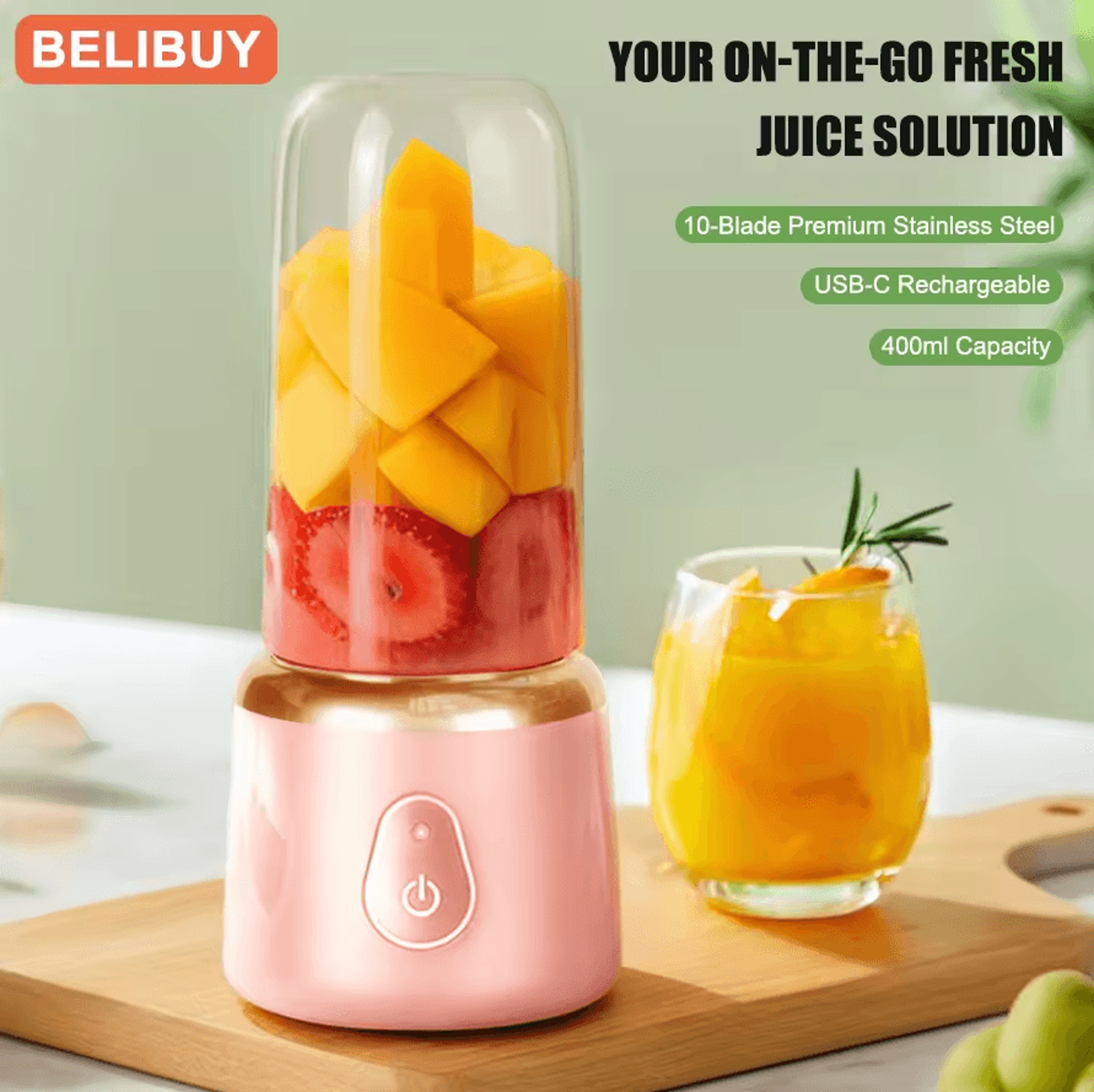 portable 400ml usb rechargeable juicer blender – mini smoothie maker for fresh juice anywhere