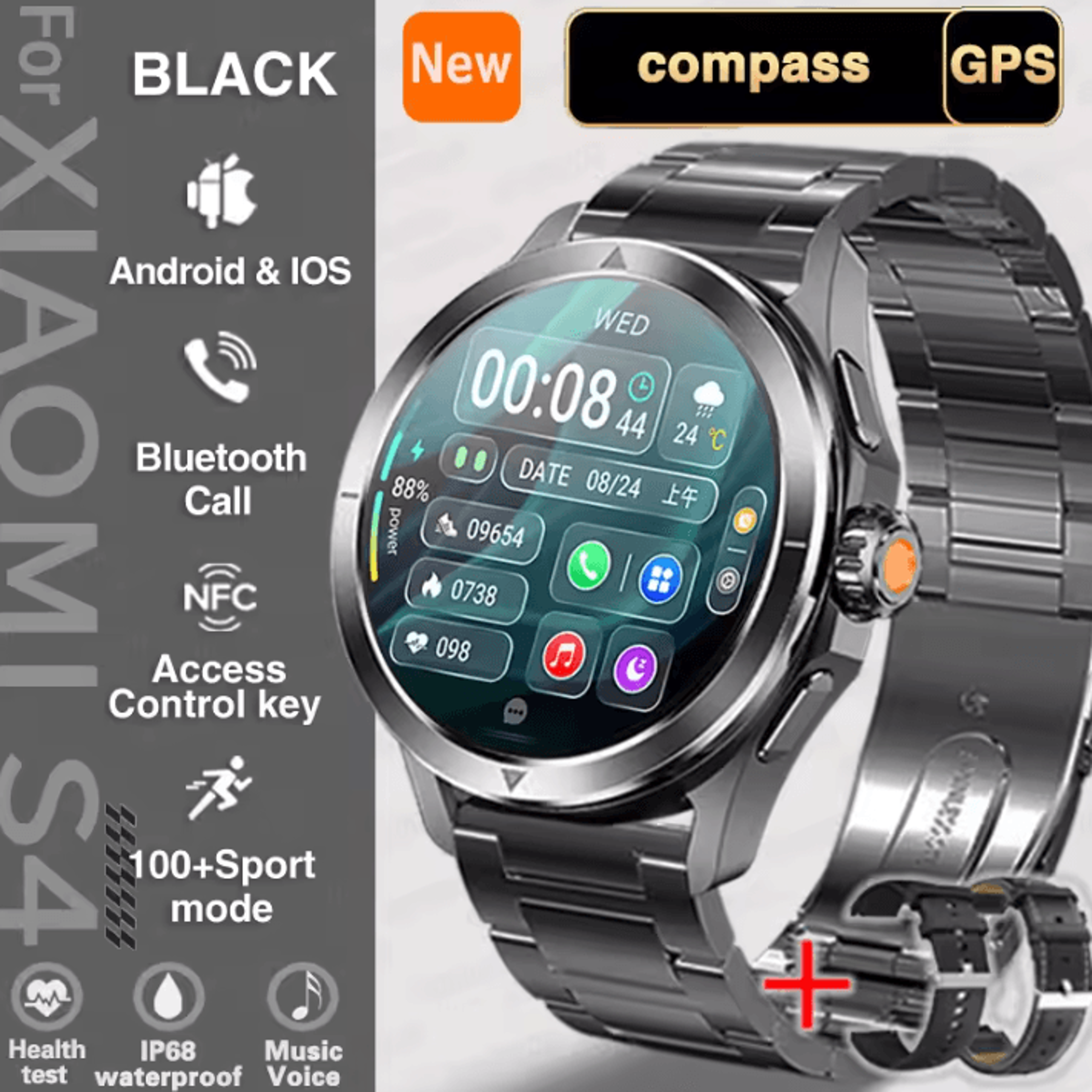 S4 Ultra AMOLED GPS NFC Outdoor Smartwatch With Bluetooth Call  Compass 9